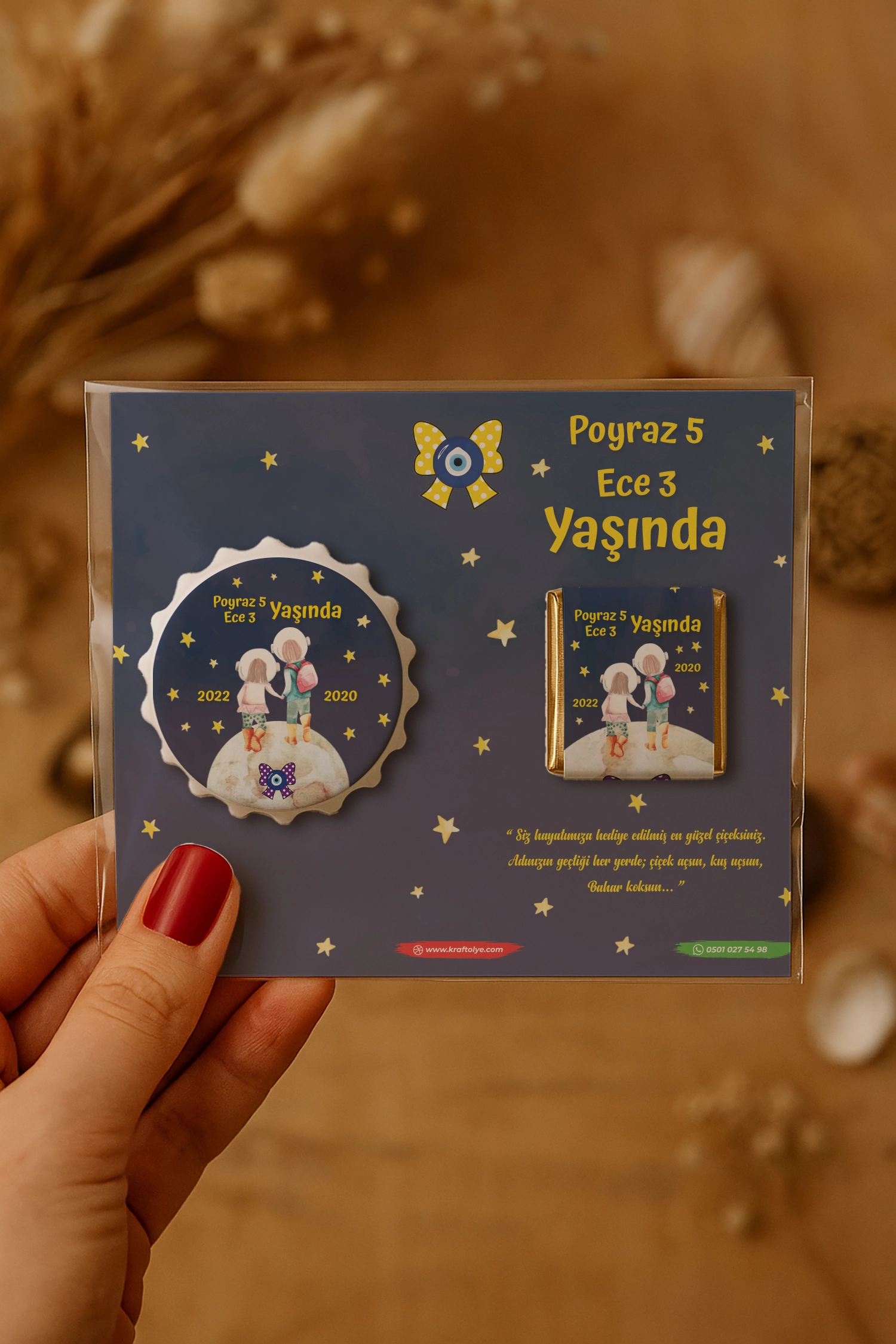 Abi Kız Kardeş Temalı Çikolatalı Kapak Açacak Magnet