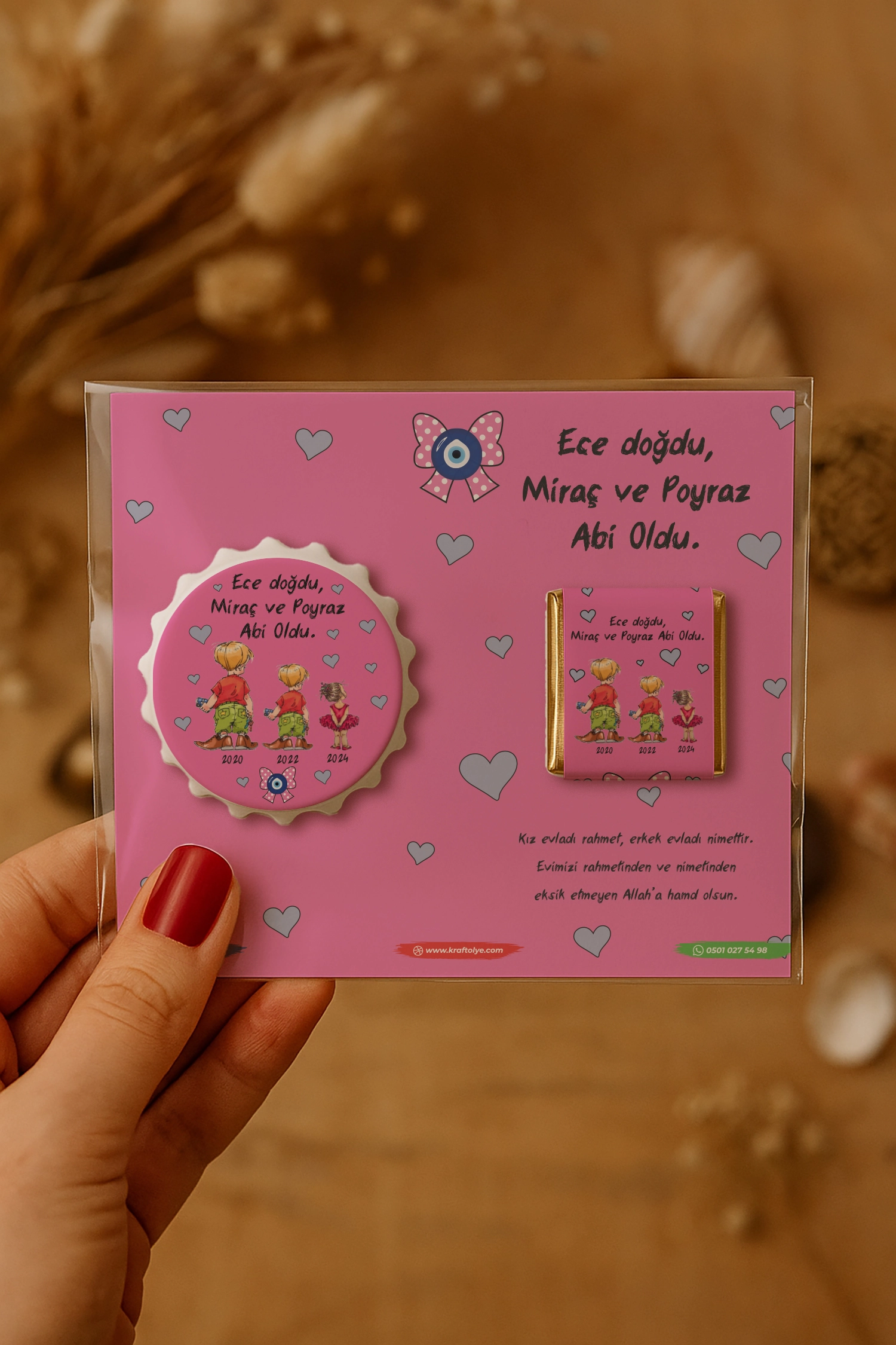 Abi Kız Kardeş Temalı Çikolatalı Kapak Açacak Magnet