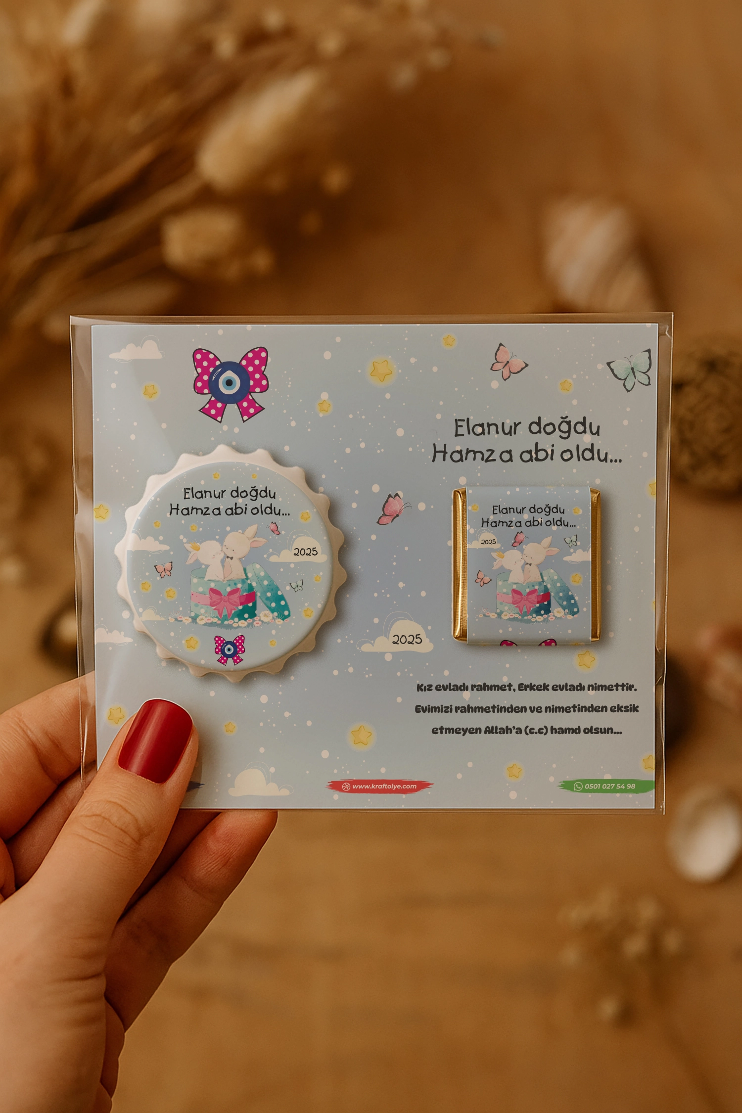 Abi Kız Kardeş Temalı Çikolatalı Kapak Açacak Magnet