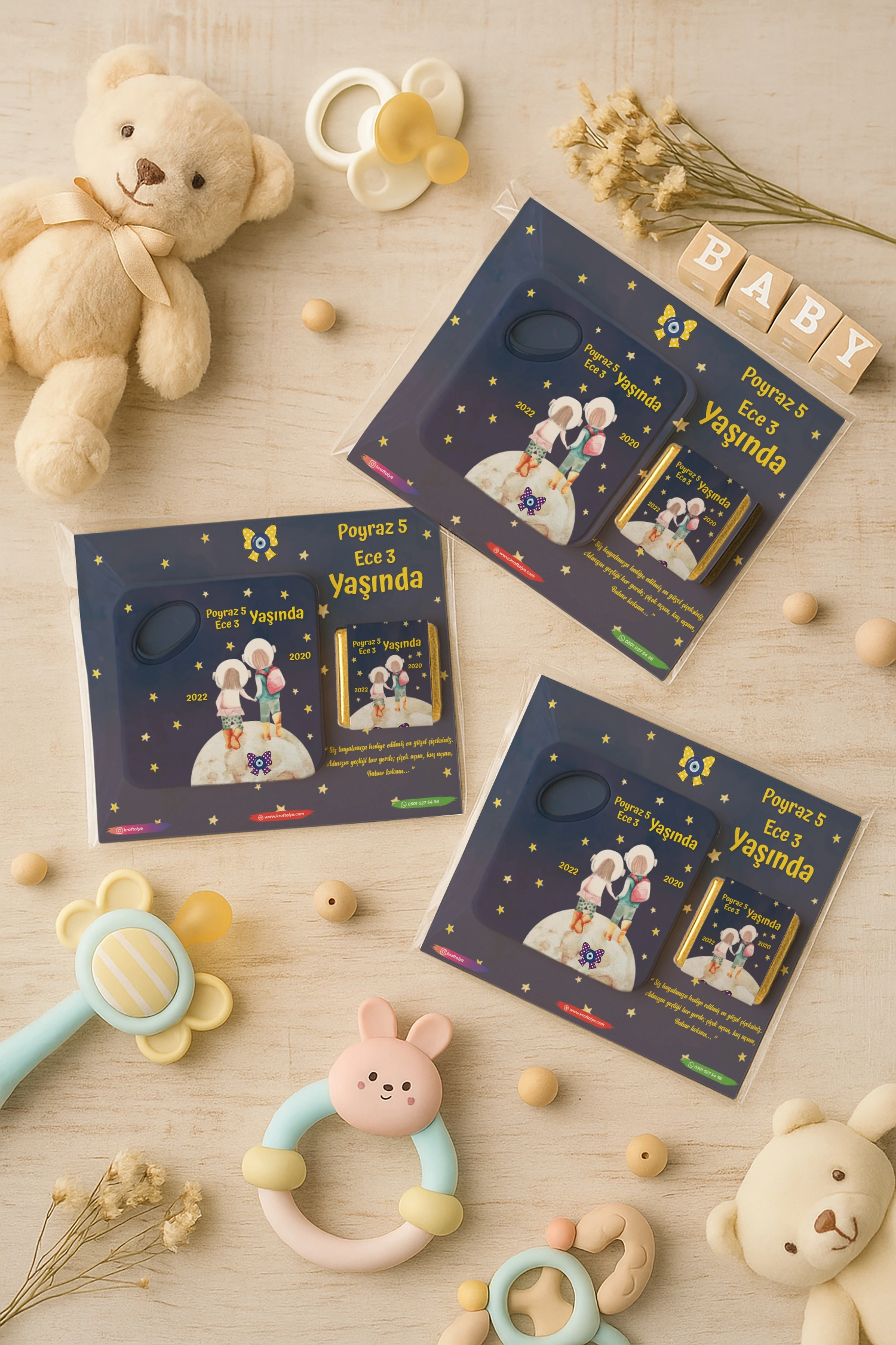 Abi Kız Kardeş Temalı Çikolatalı Kare Açacak Magnet