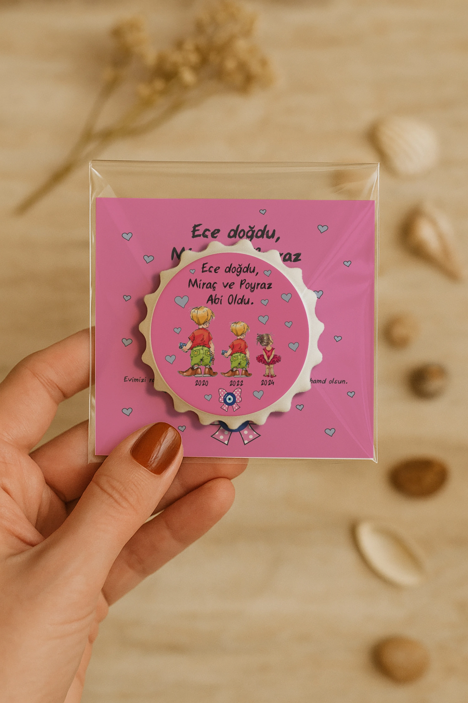 Abi Kız Kardeş Temalı Kartlı Kapak Açacak Magnet