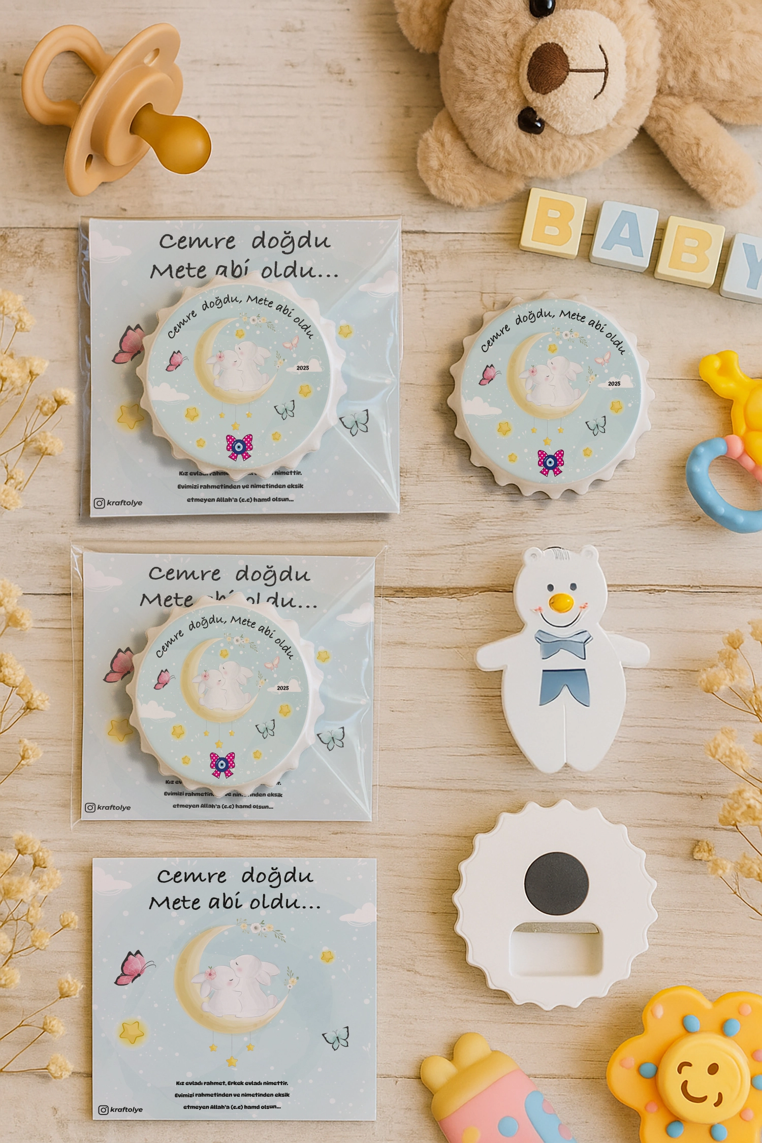 Abi Kız Kardeş Temalı Kartlı Kapak Açacak Magnet