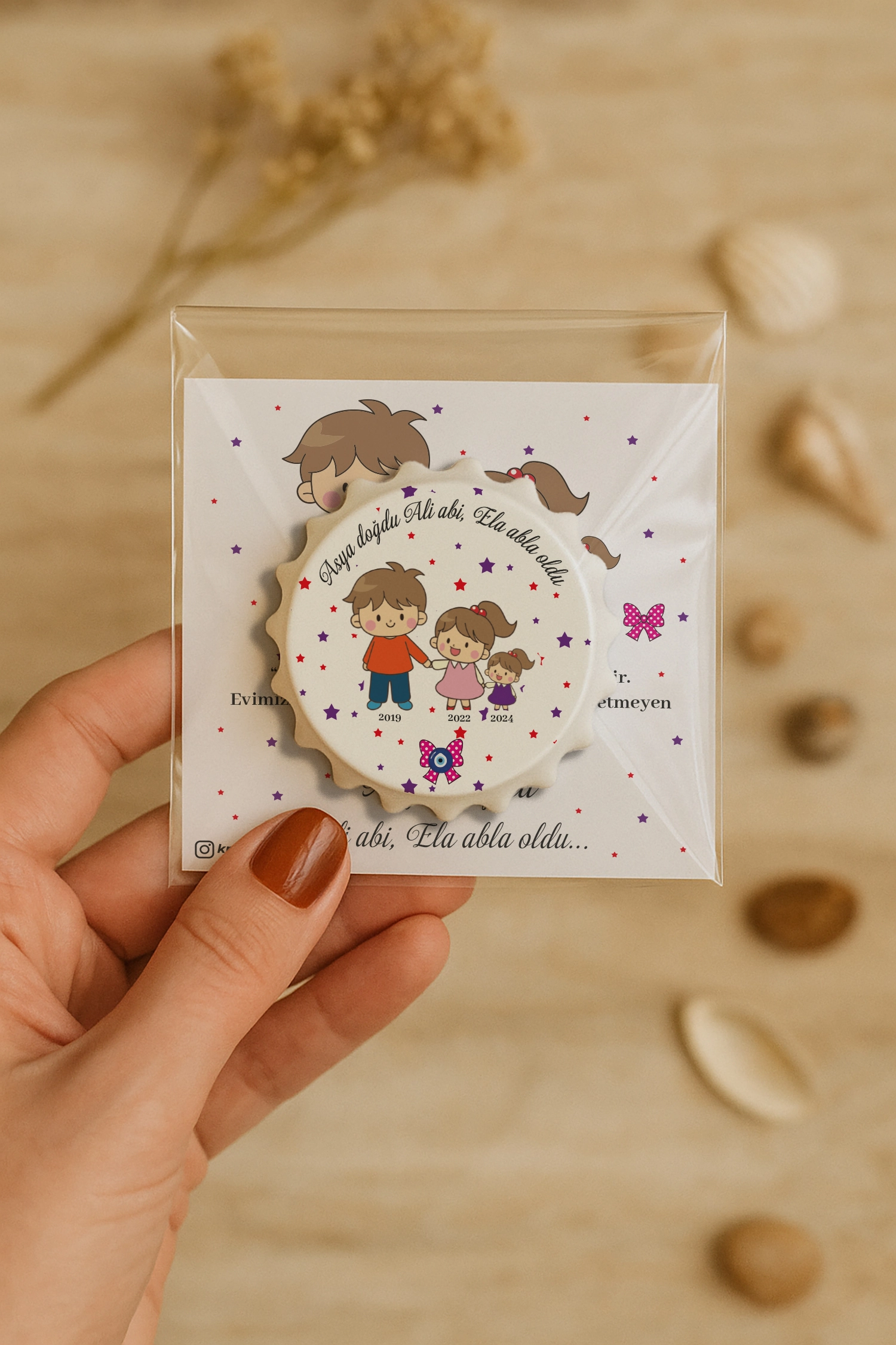 Abi Kız Kardeş Temalı Kartlı Kapak Açacak Magnet