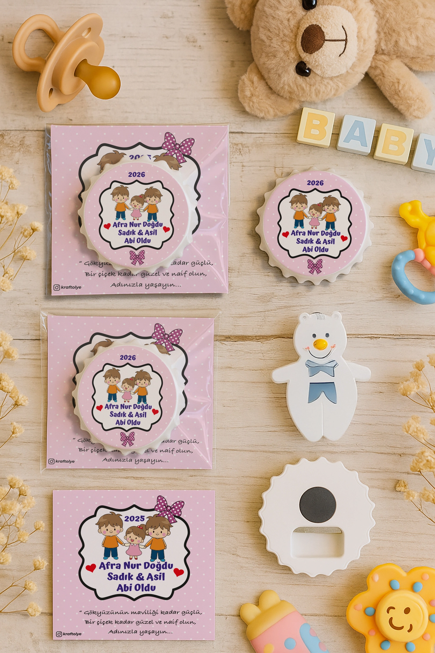 Abi Kız Kardeş Temalı Kartlı Kapak Açacak Magnet