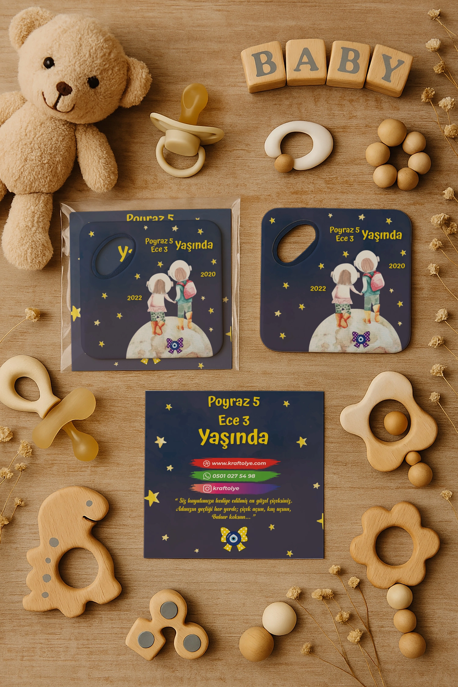 Abi Kız Kardeş Temalı Kartlı Kare Açacak Magnet