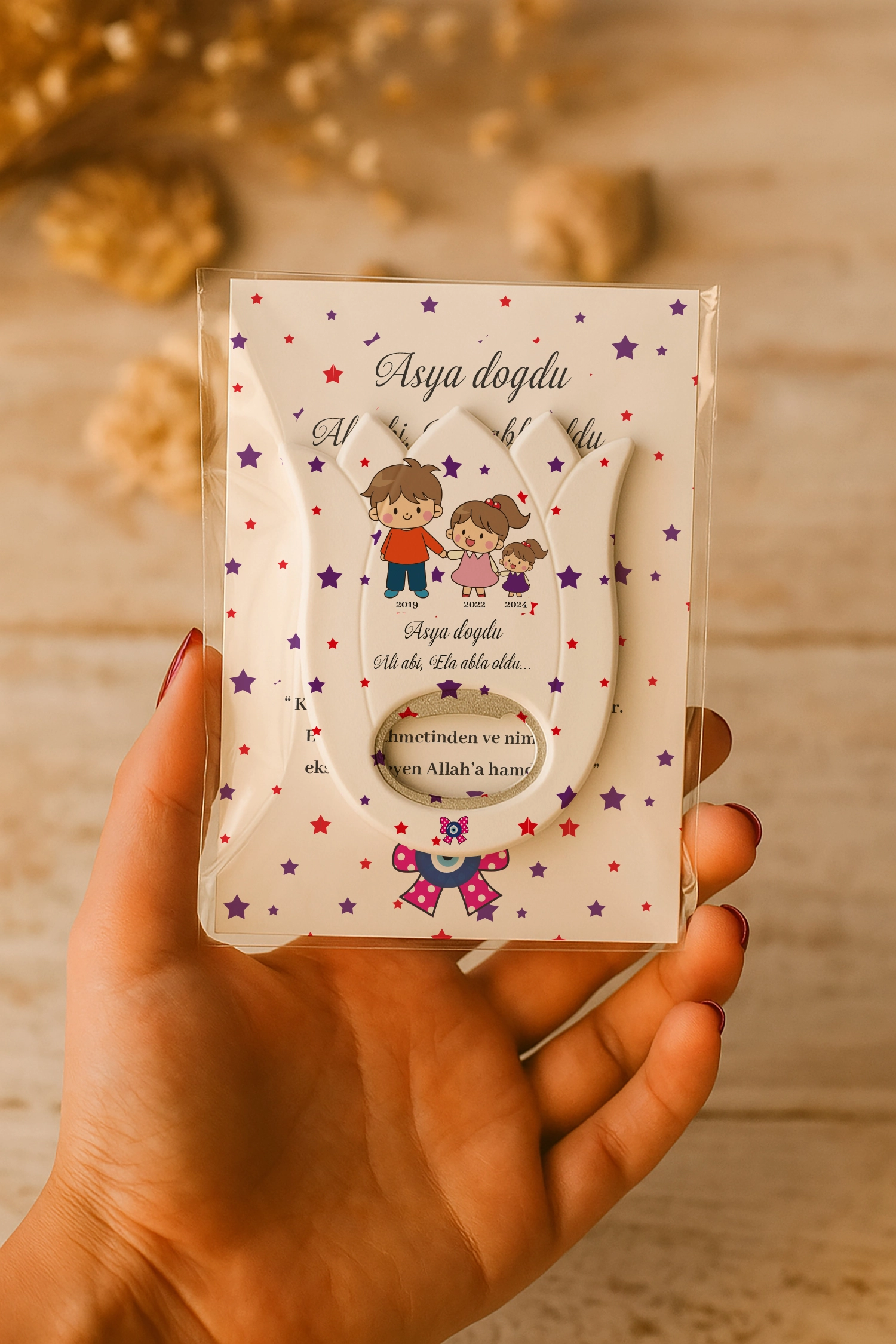 Abi Kız Kardeş Temalı Kartlı Lale Açacak Magnet