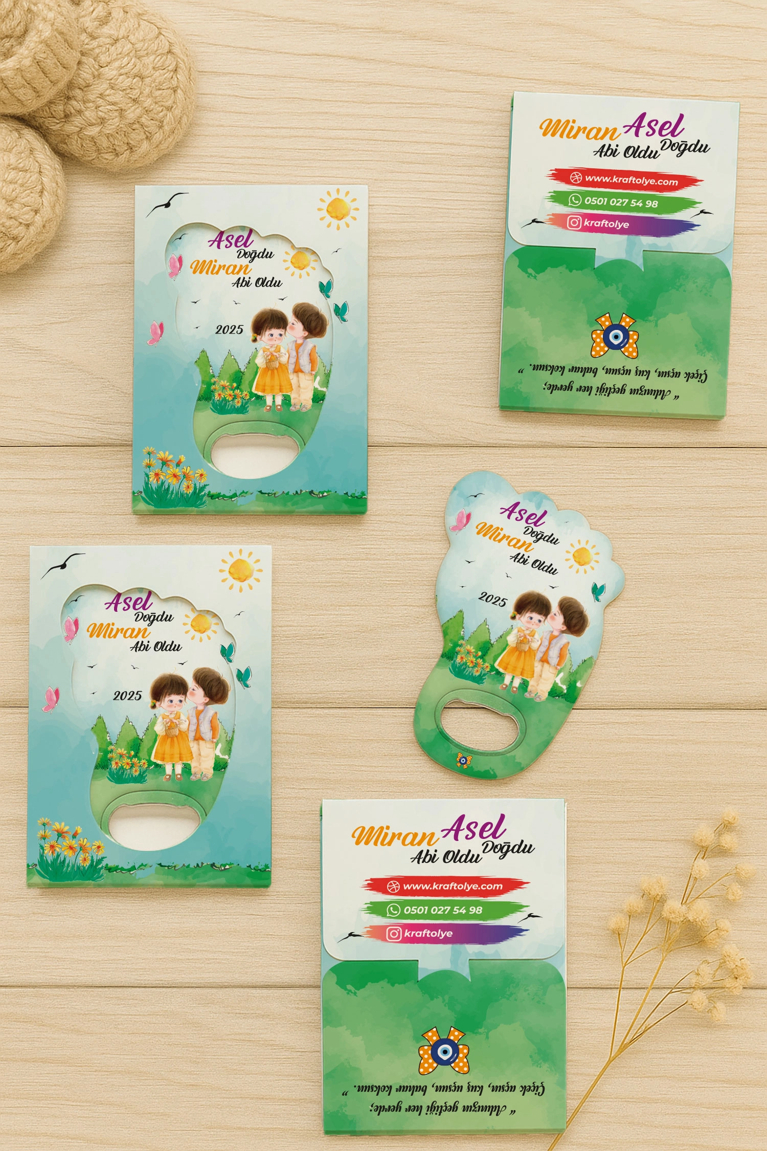 Abi Kız Kardeş Temalı Kutulu Ayak İzi Açacak Magnet