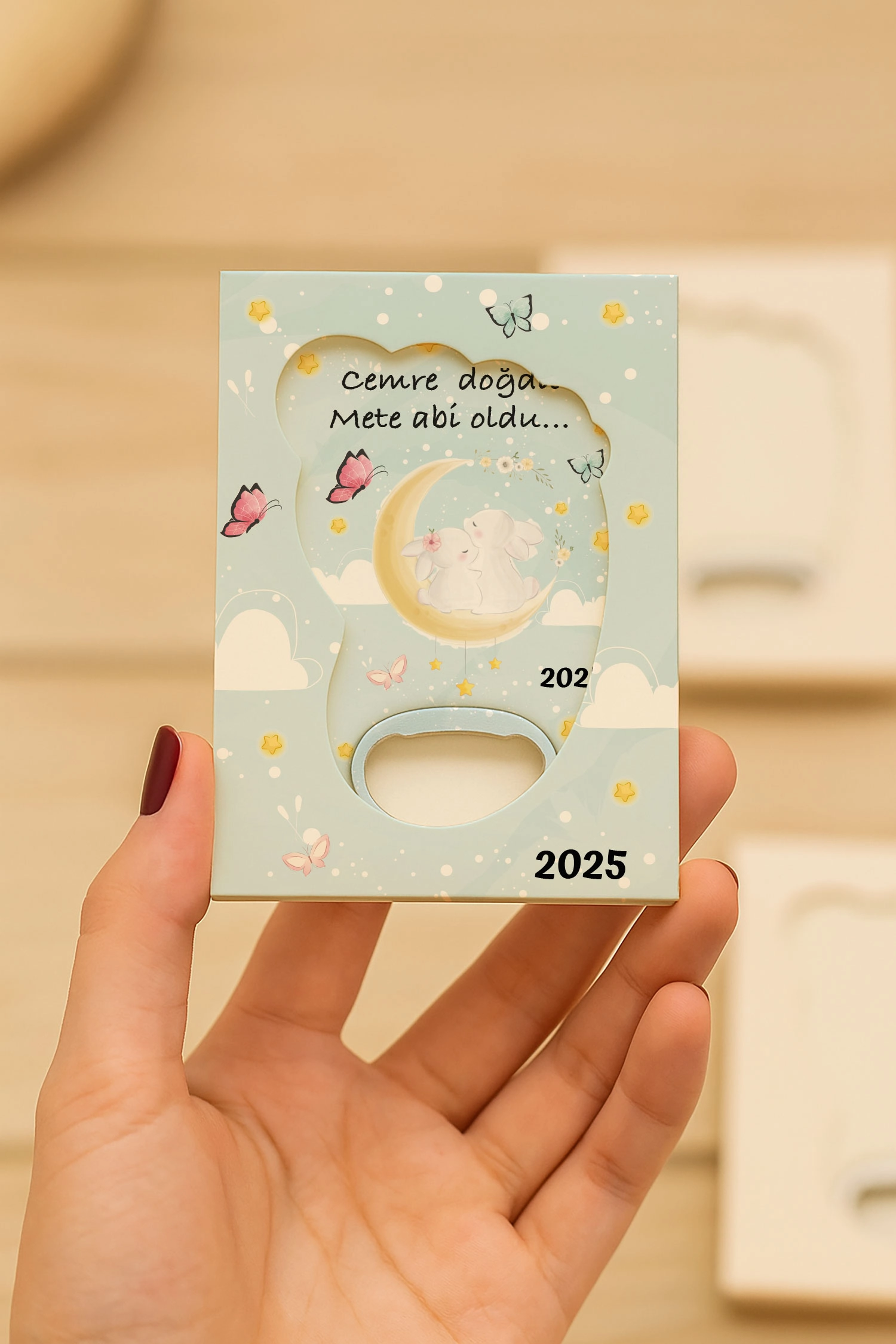 Abi Kız Kardeş Temalı Kutulu Ayak İzi Açacak Magnet