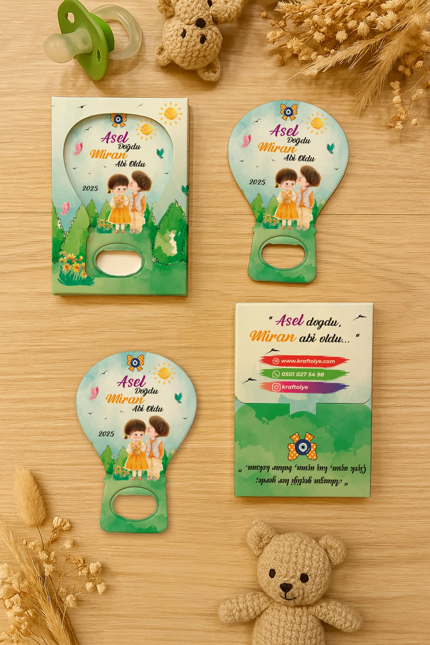 Abi Kız Kardeş Temalı Kutulu Balon Açacak Magnet