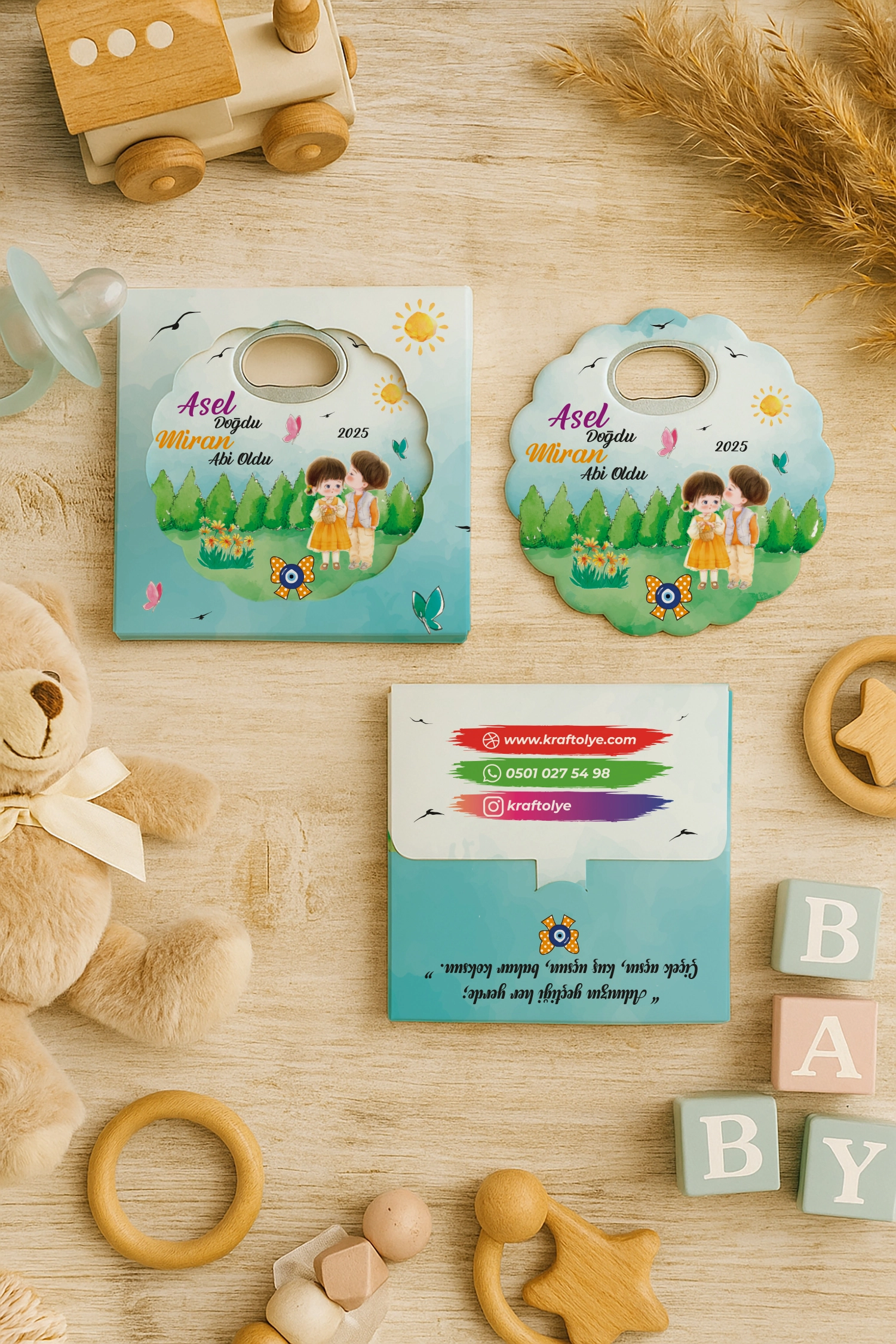 Abi Kız Kardeş Temalı Kutulu Papatya Açacak Magnet