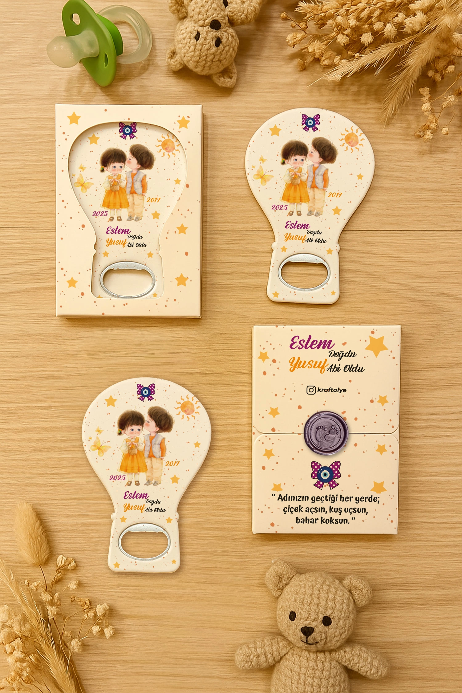 Abi Kız Kardeş Temalı Mühürlü Balon Açacak Magnet