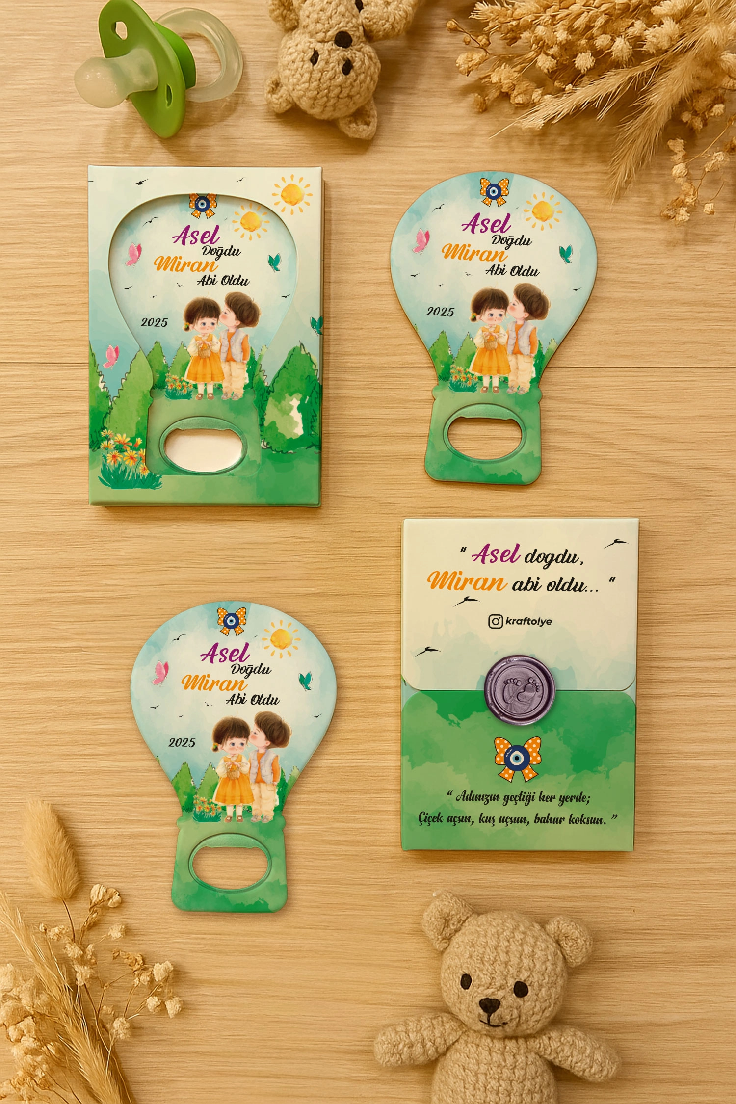 Abi Kız Kardeş Temalı Mühürlü Balon Açacak Magnet