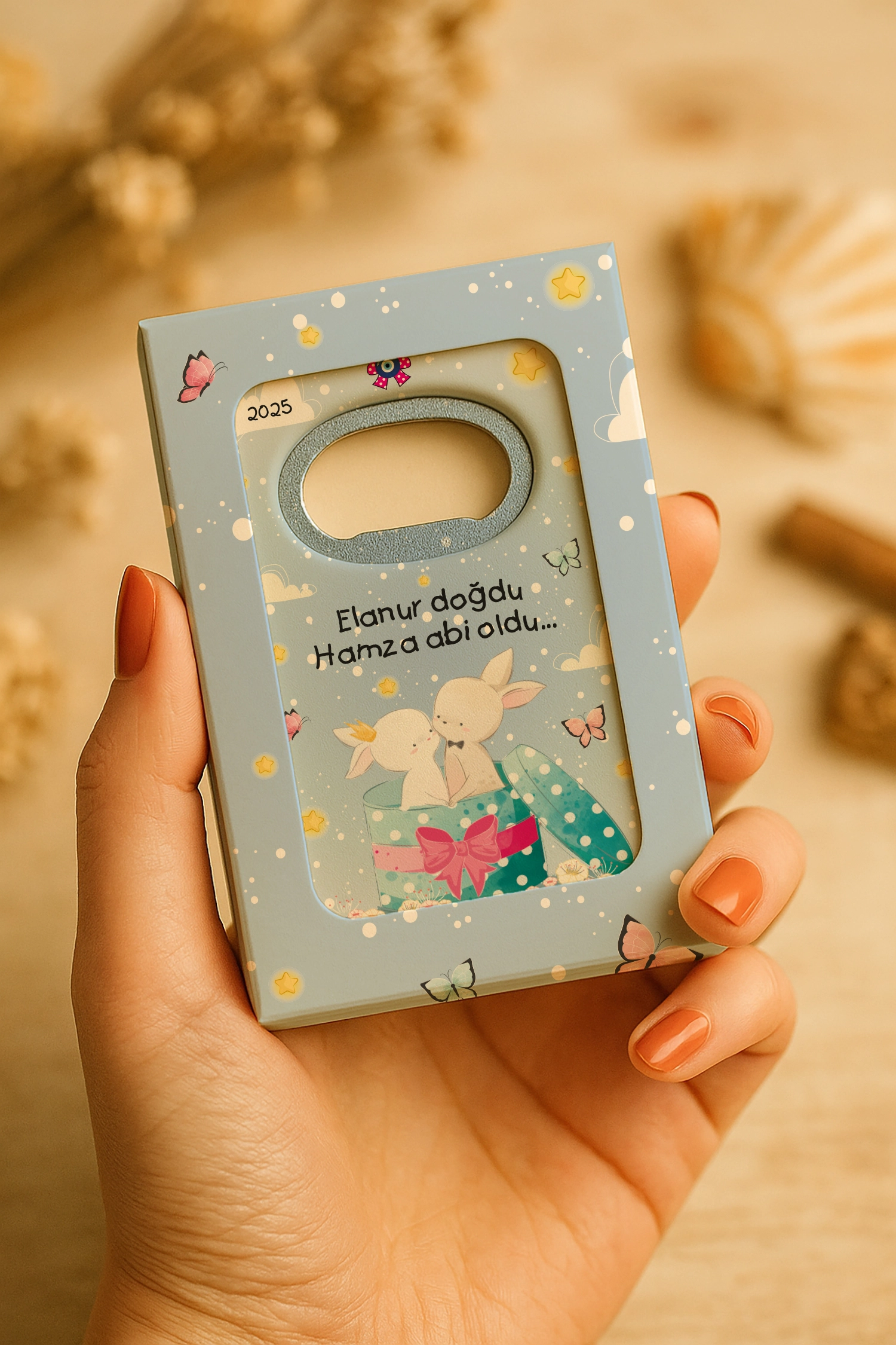 Abi Kız Kardeş Temalı Mühürlü Dikdörtgen Açacak Magnet