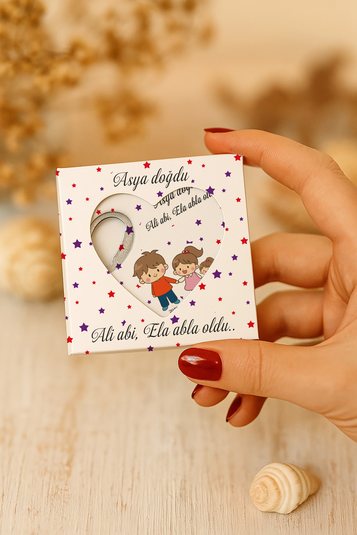 Abi Kız Kardeş Temalı Mühürlü Kalp Açacak Magnet