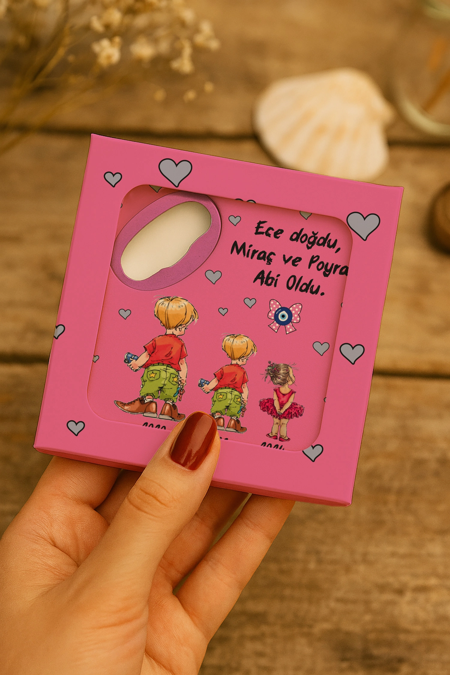 Abi Kız Kardeş Temalı Mühürlü Kare Açacak Magnet