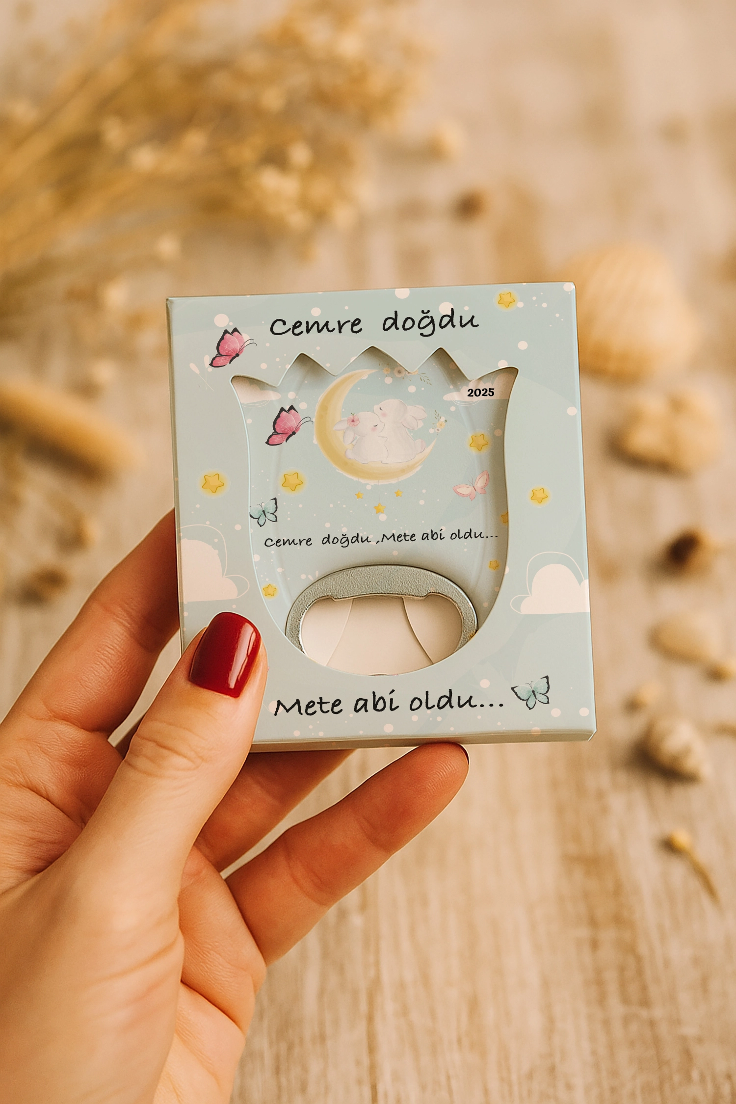 Abi Kız Kardeş Temalı Mühürlü Lale Açacak Magnet