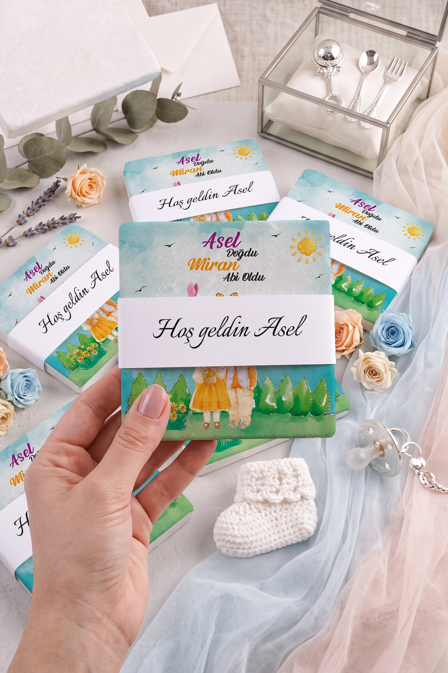 Abi Kız Kardeş Temalı Taş Bardak Altlığı