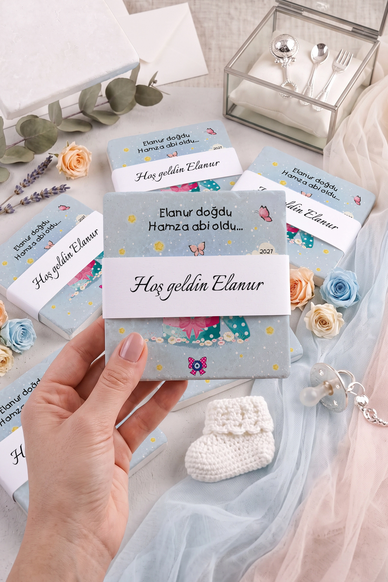 Abi Kız Kardeş Temalı Taş Bardak Altlığı