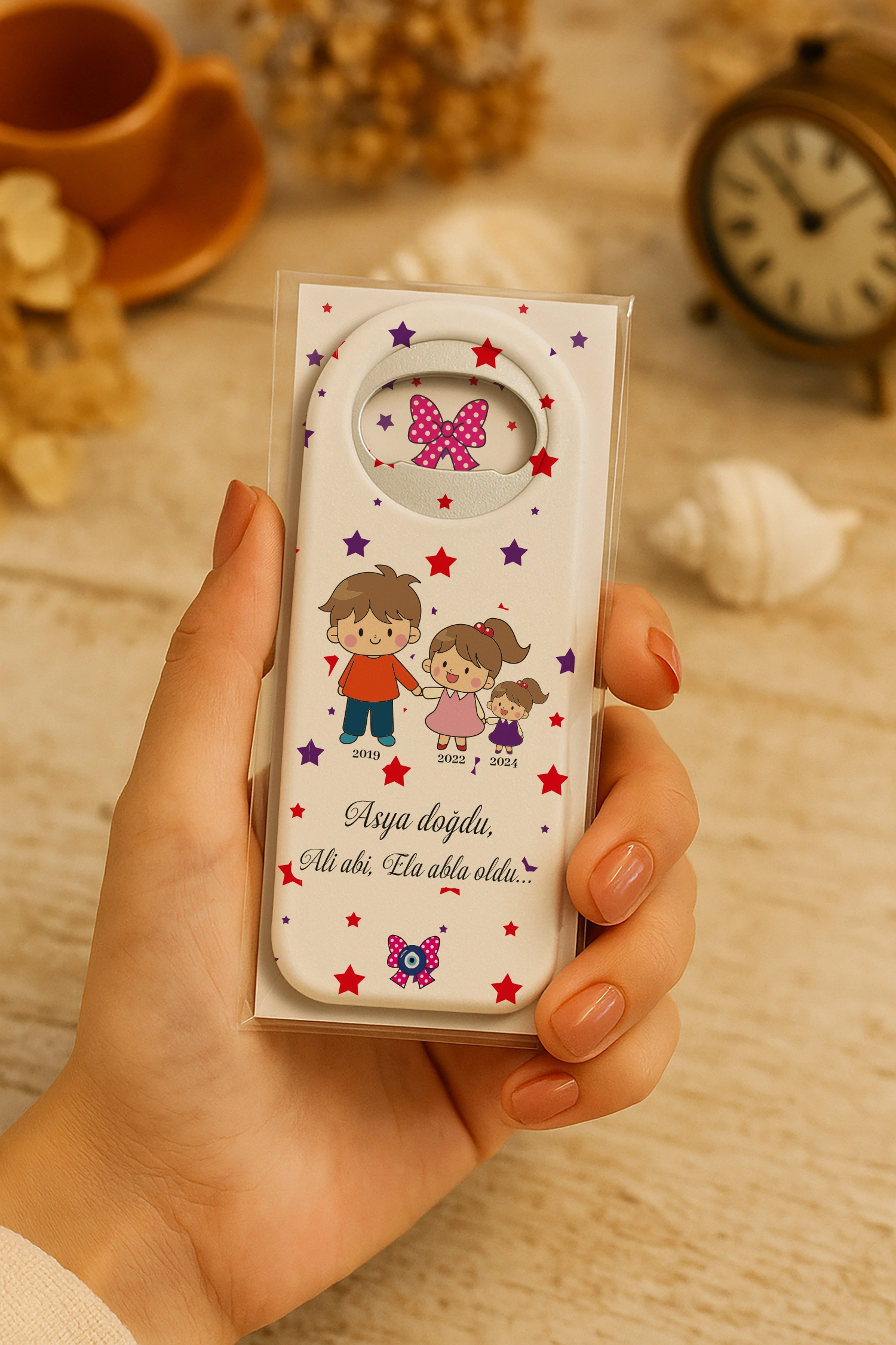 Abi Kız Kardeş Temalı Kartlı Uzun Açacak Magnet