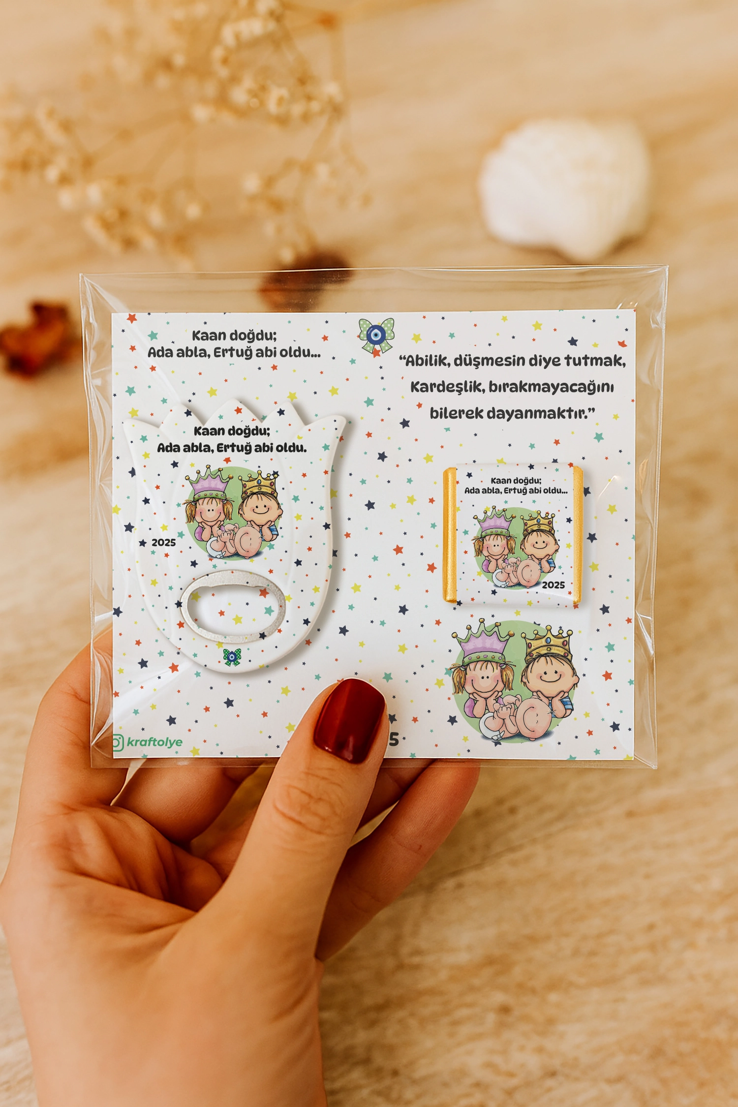 Abla Abi Erkek Kardeş Temalı Çikolatalı Lale Açacak Magnet