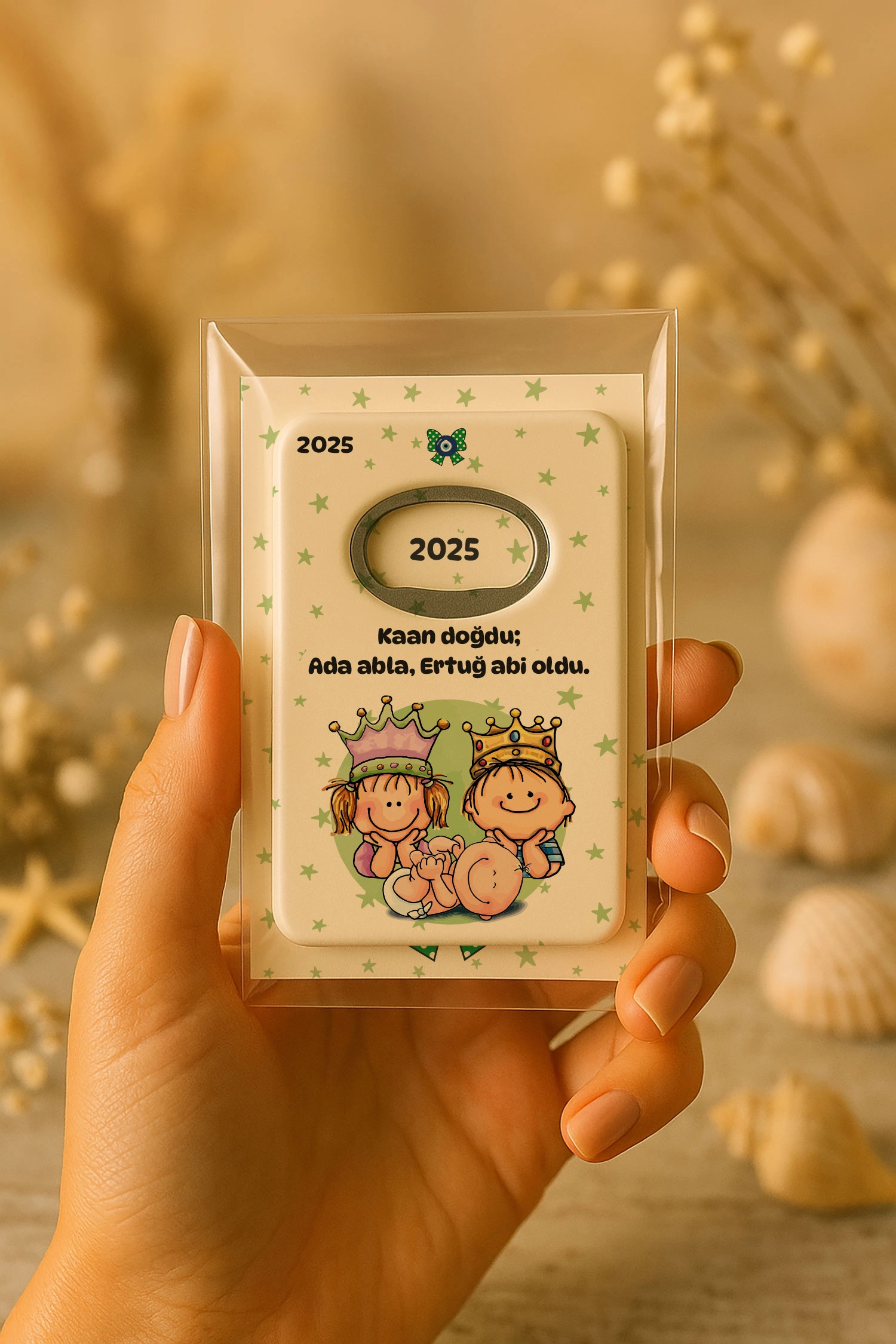Abla Abi Erkek Kardeş Temalı Kartlı Dikdörtgen Açacak Magnet