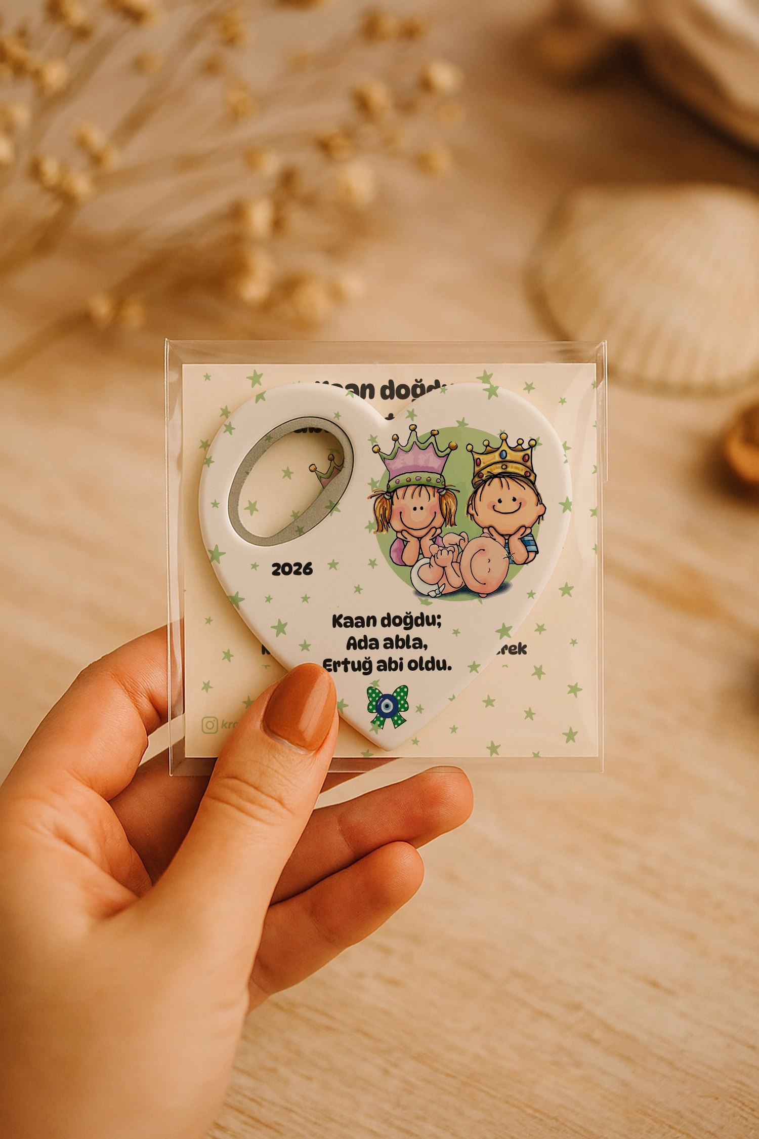 Abla Abi Erkek Kardeş Temalı Kartlı Kalp Açacak Magnet