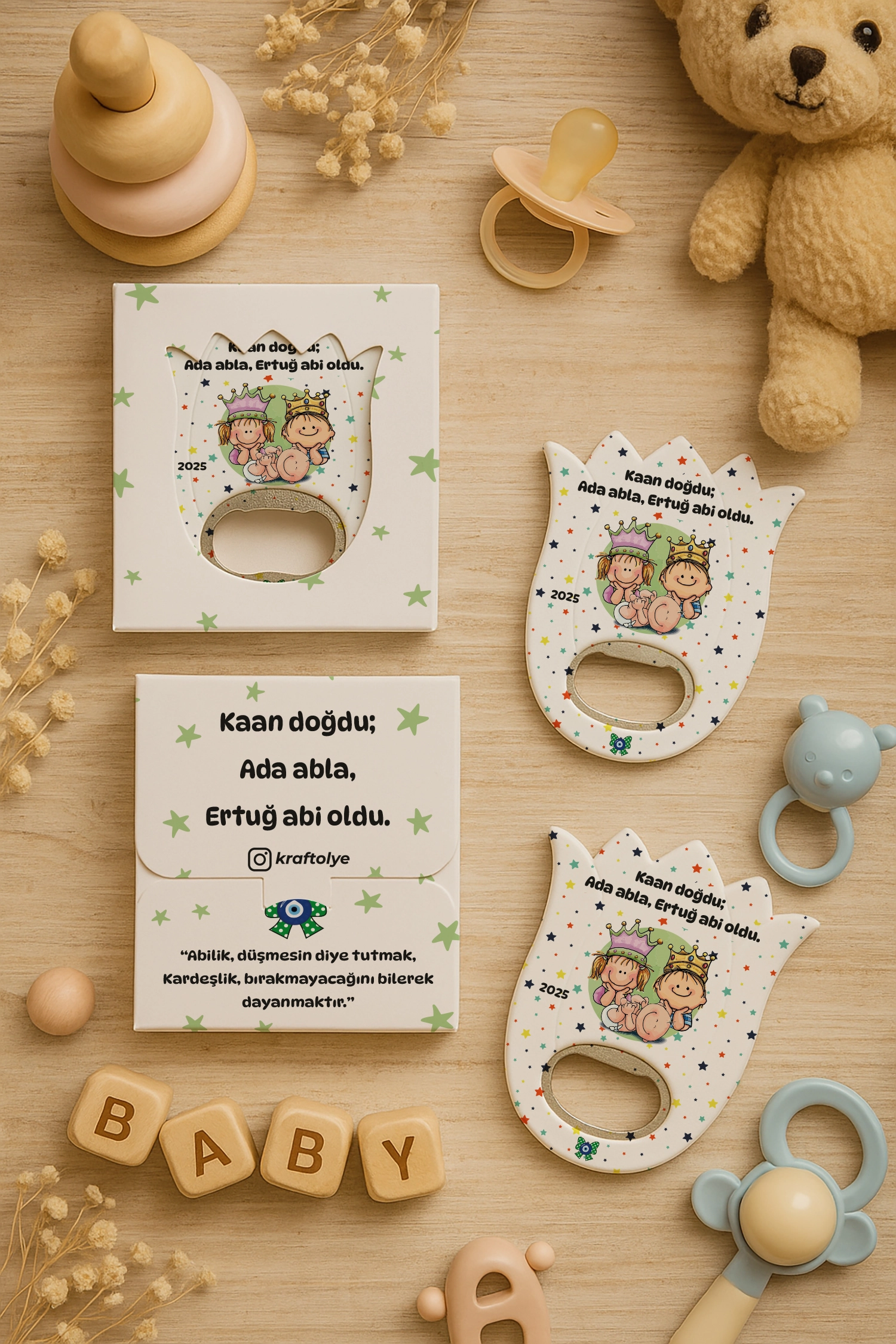 Abla Abi Erkek Kardeş Temalı Kutulu Lale Açacak Magnet