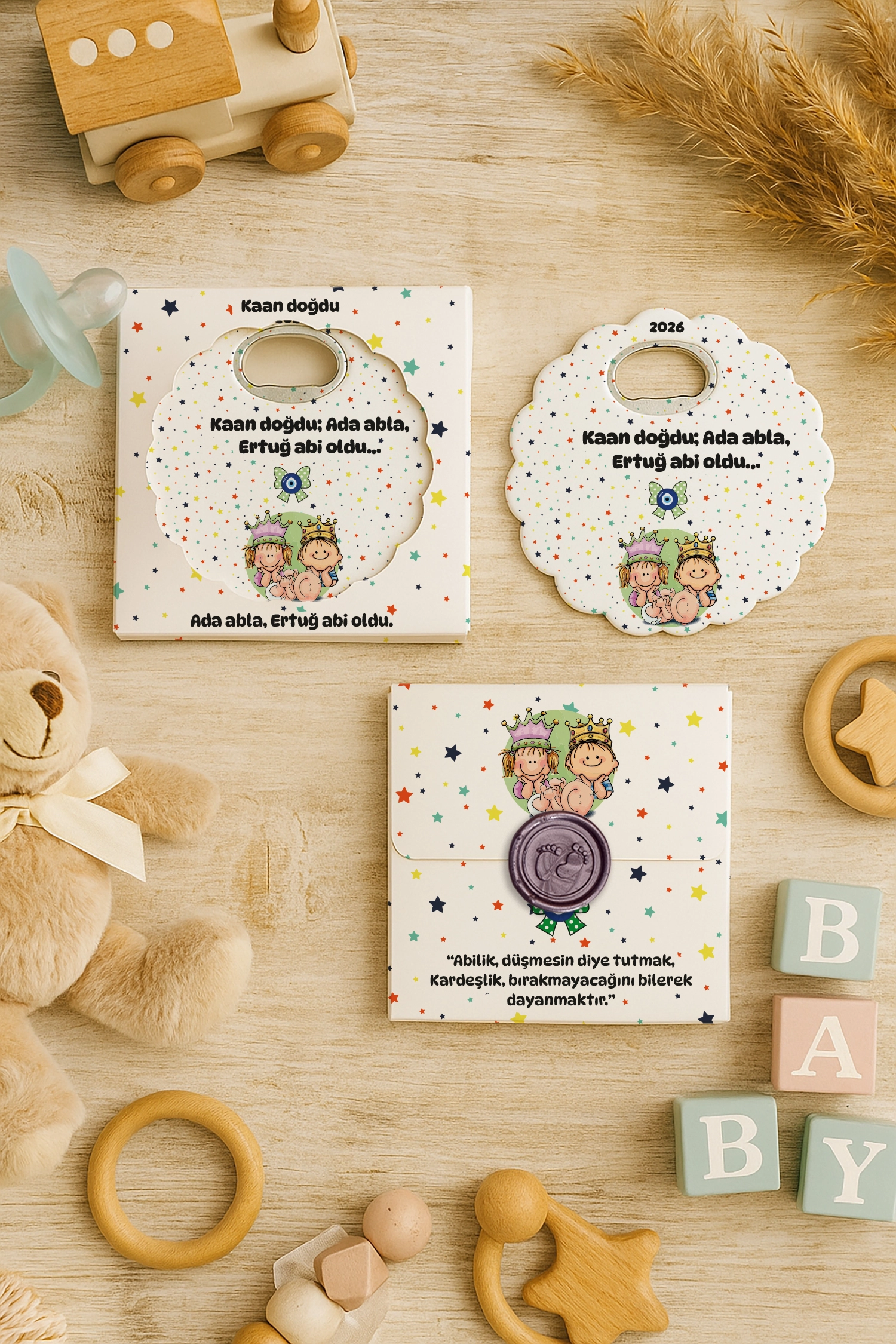 Abla Abi Erkek Kardeş Temalı Mühürlü Papatya Açacak Magnet