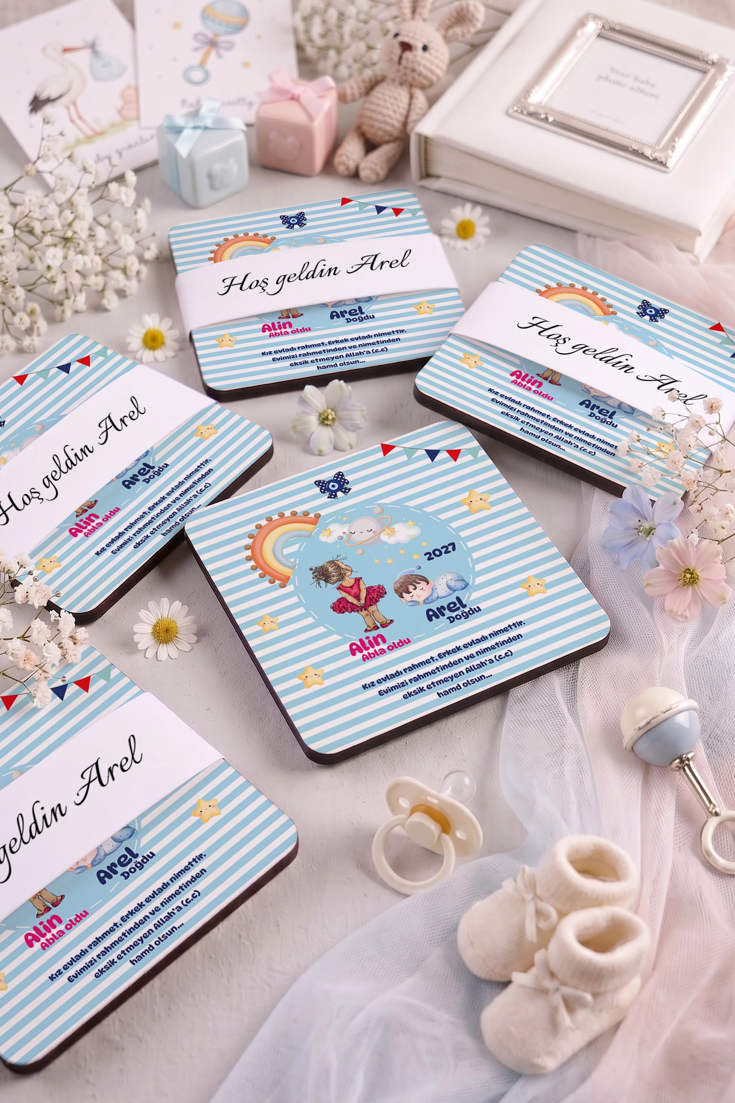 Abla Erkek Kardeş Temalı Ahşap Bardak Altlığı