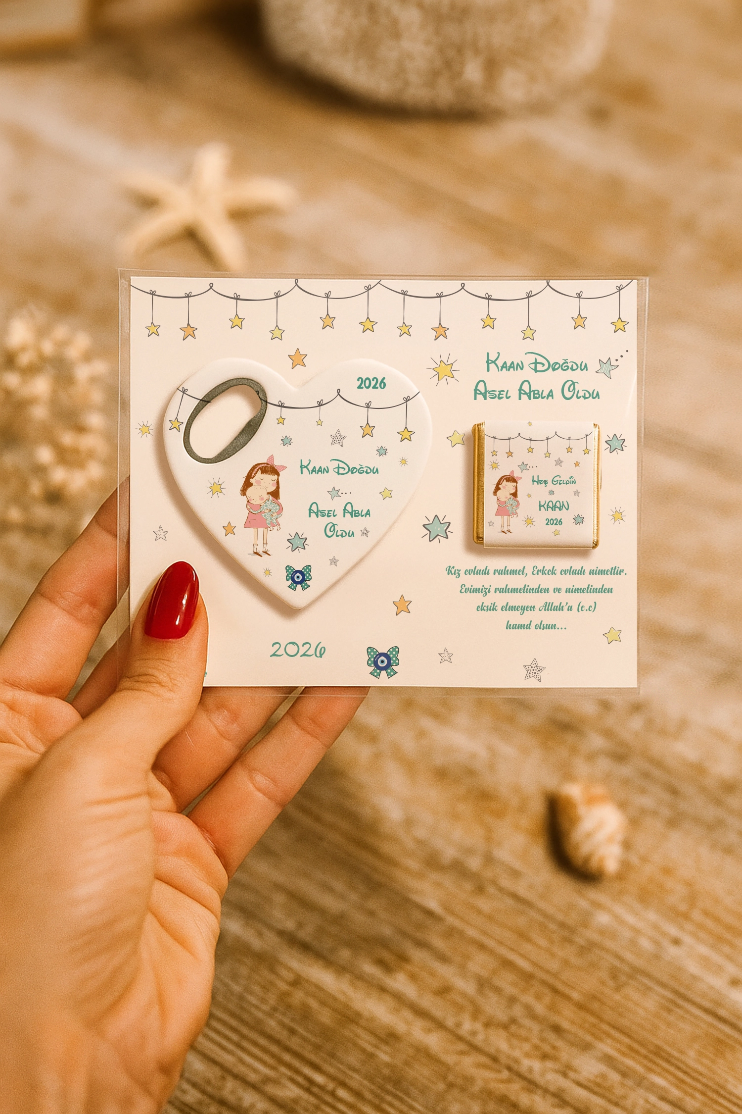 Abla Erkek Kardeş Temalı Çikolatalı Kalp Açacak Magnet