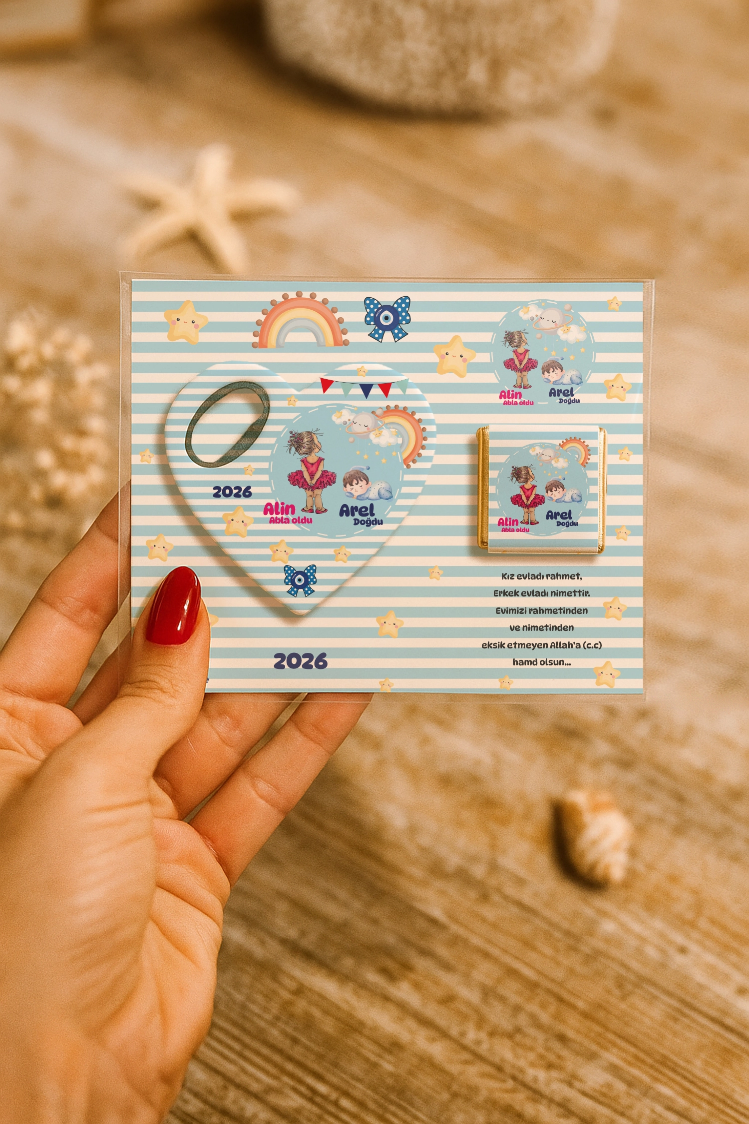 Abla Erkek Kardeş Temalı Çikolatalı Kalp Açacak Magnet