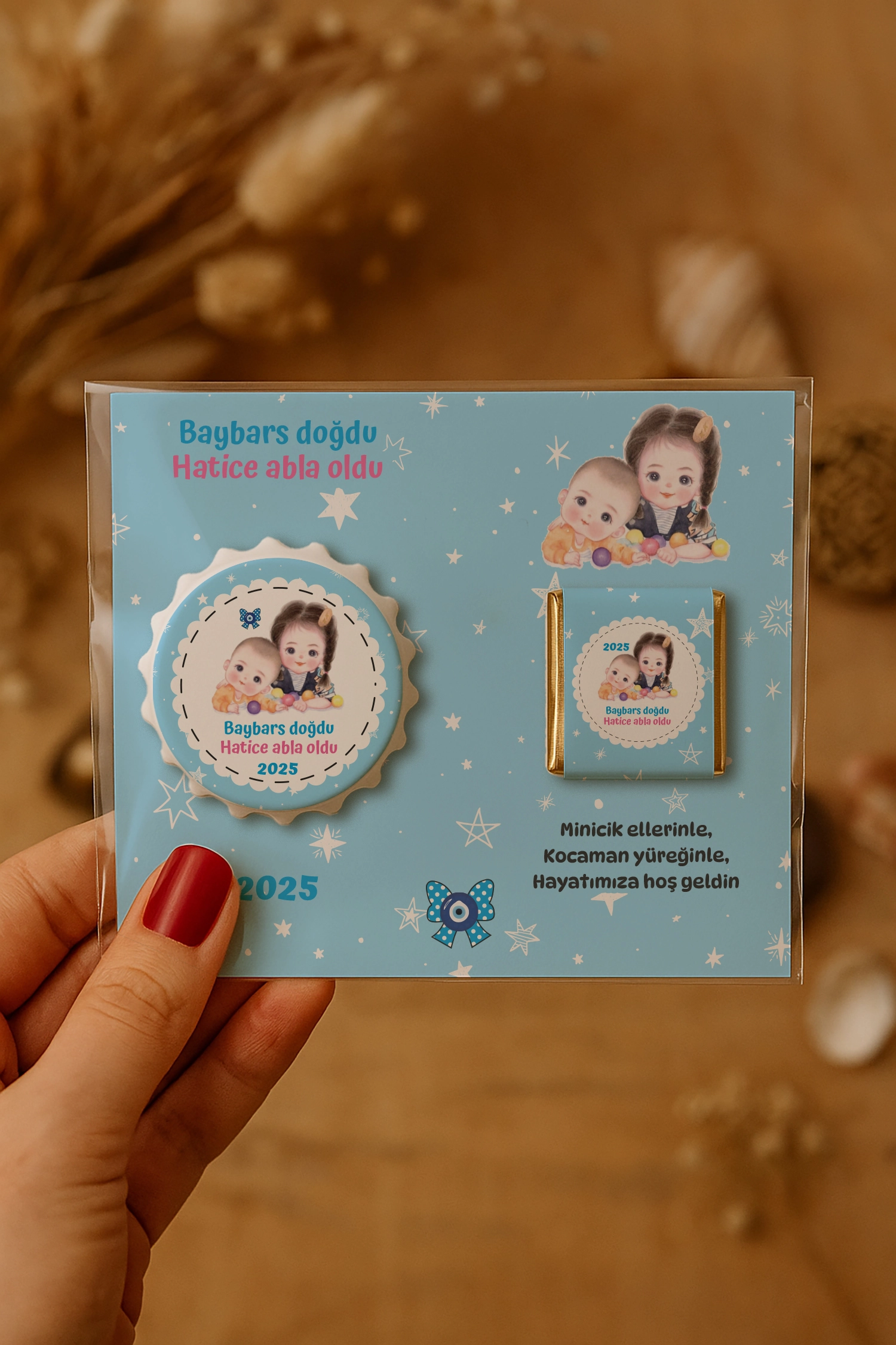 Abla Erkek Kardeş Temalı Çikolatalı Kapak Açacak Magnet
