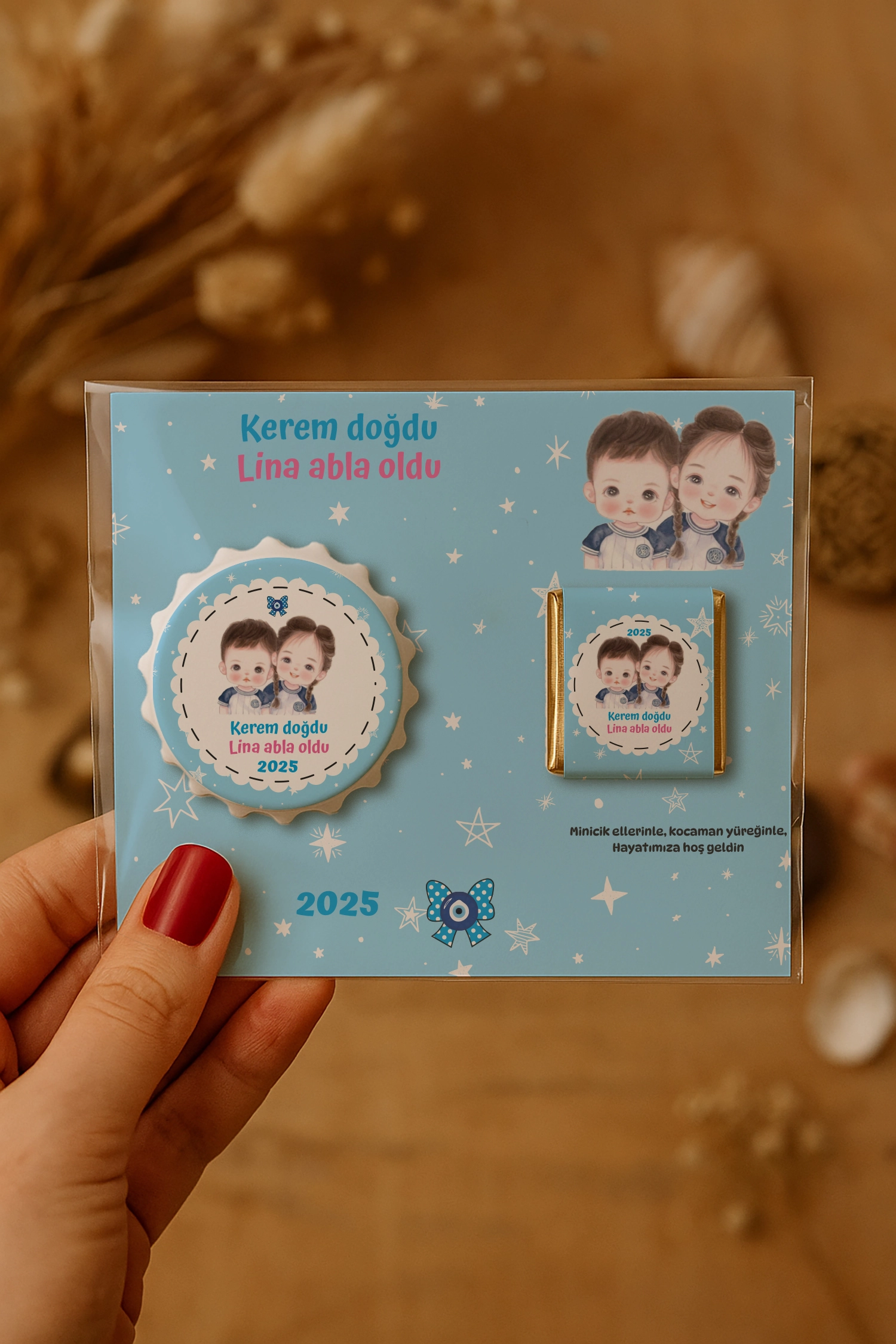 Abla Erkek Kardeş Temalı Çikolatalı Kapak Açacak Magnet