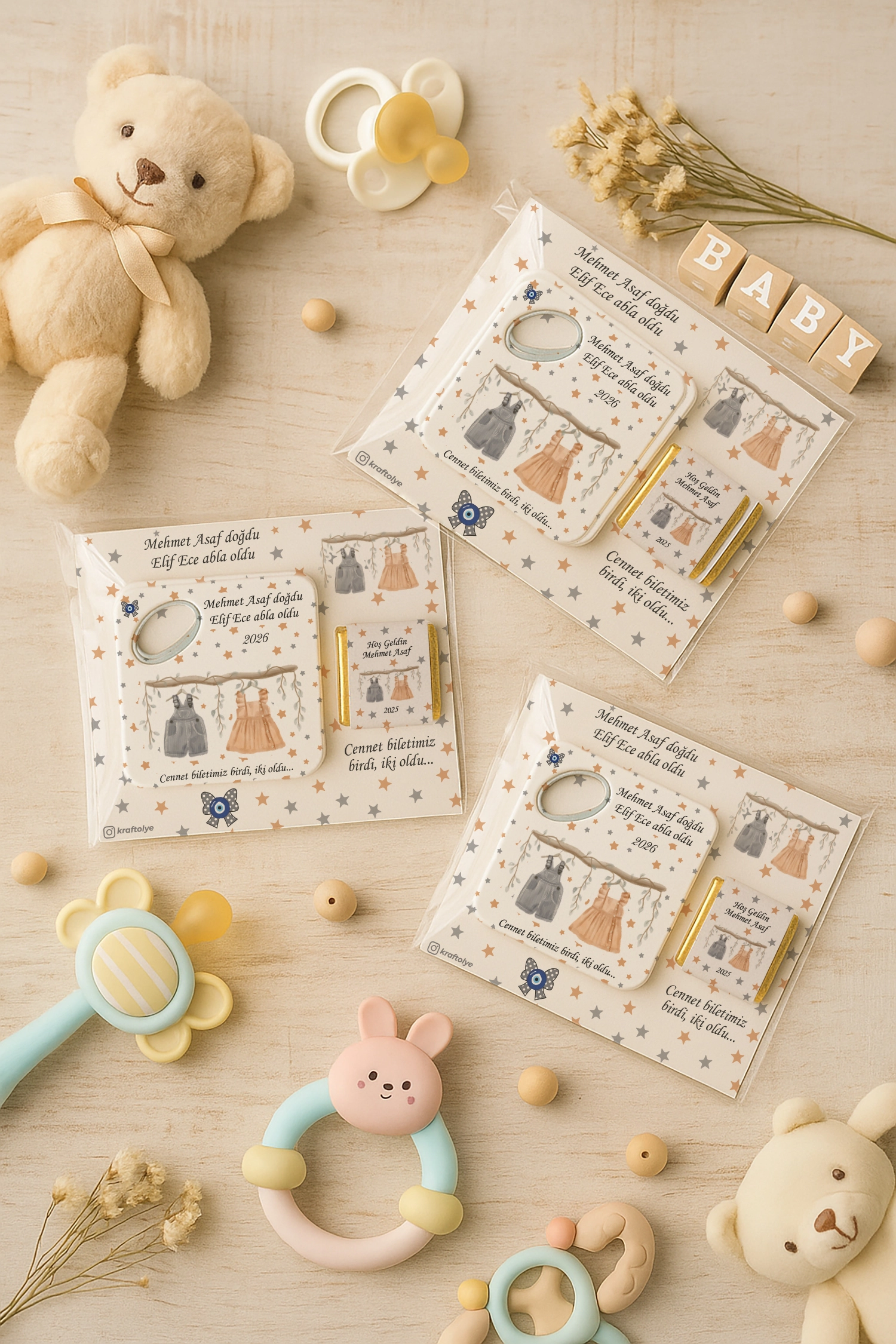 Abla Erkek Kardeş Temalı Çikolatalı Kare Açacak Magnet