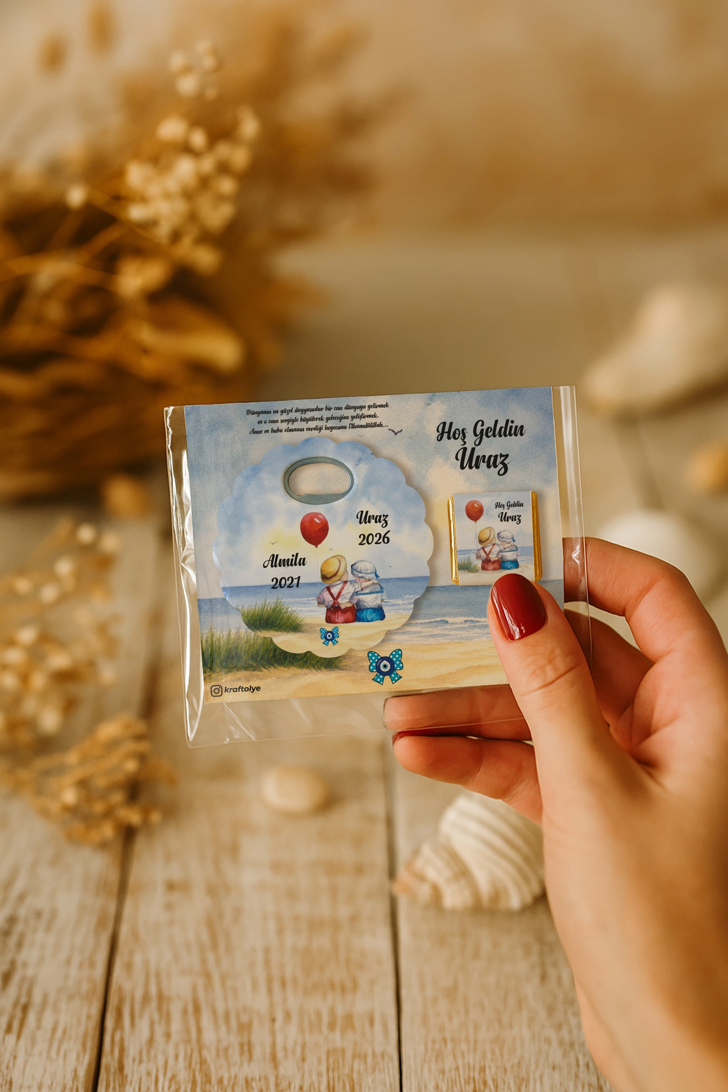 Abla Erkek Kardeş Temalı Çikolatalı Papatya Açacak Magnet