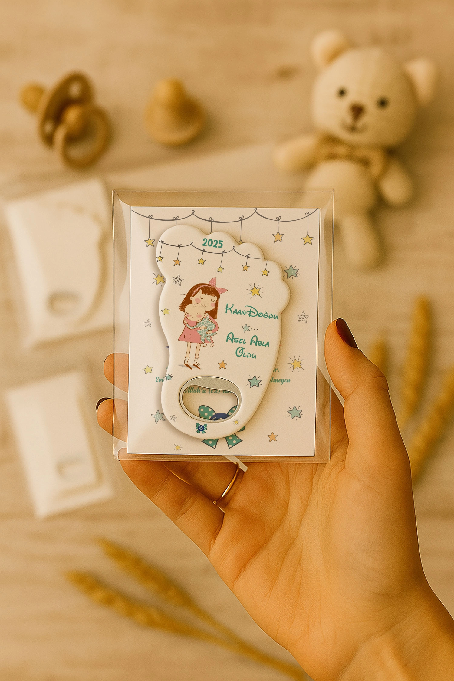 Abla Erkek Kardeş Temalı Kartlı Ayak İzi Açacak Magnet