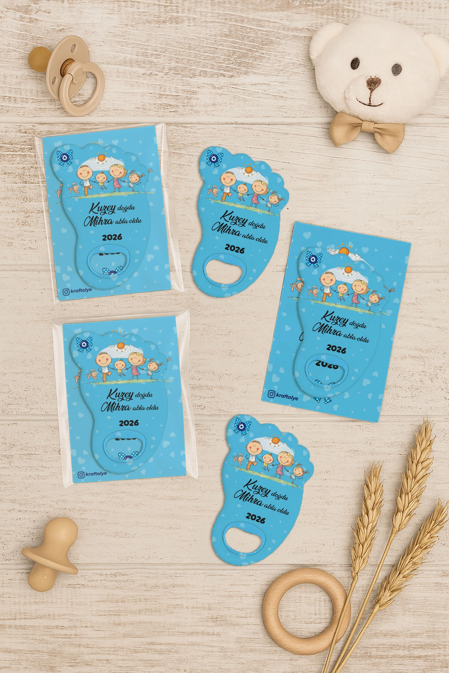Abla Erkek Kardeş Temalı Kartlı Ayak İzi Açacak Magnet