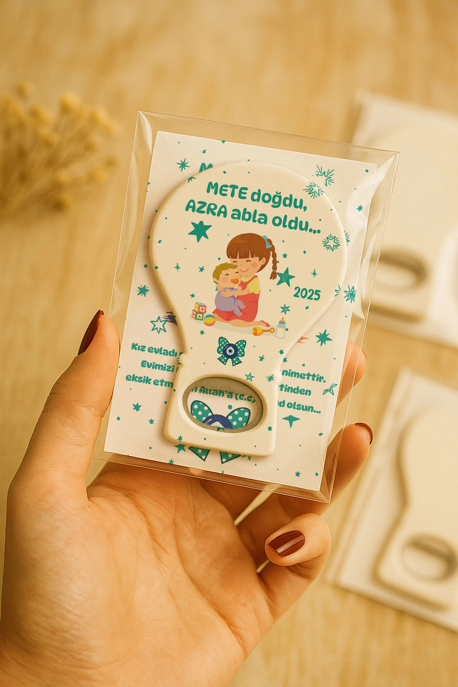 Abla Erkek Kardeş Temalı Kartlı Balon Açacak Magnet