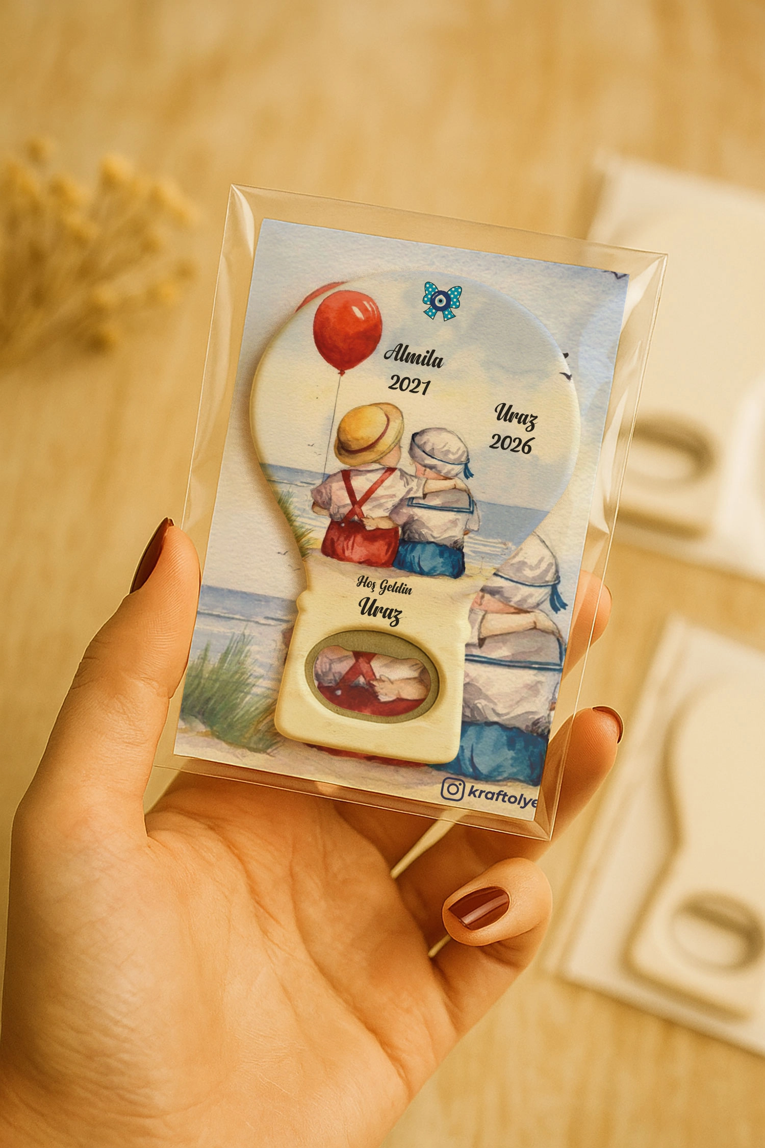 Abla Erkek Kardeş Temalı Kartlı Balon Açacak Magnet