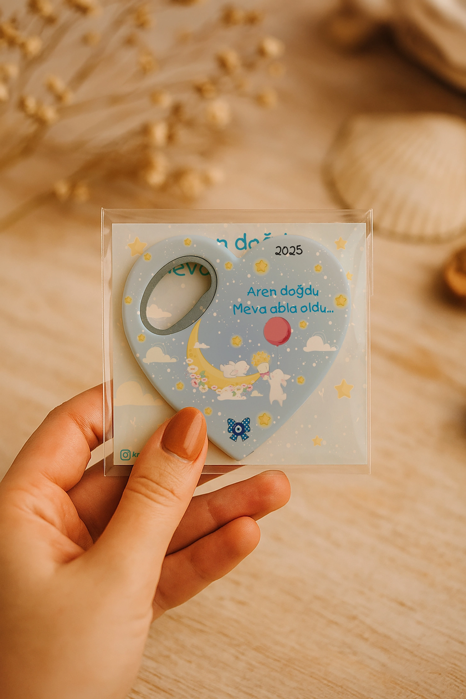 Abla Erkek Kardeş Temalı Kartlı Kalp Açacak Magnet