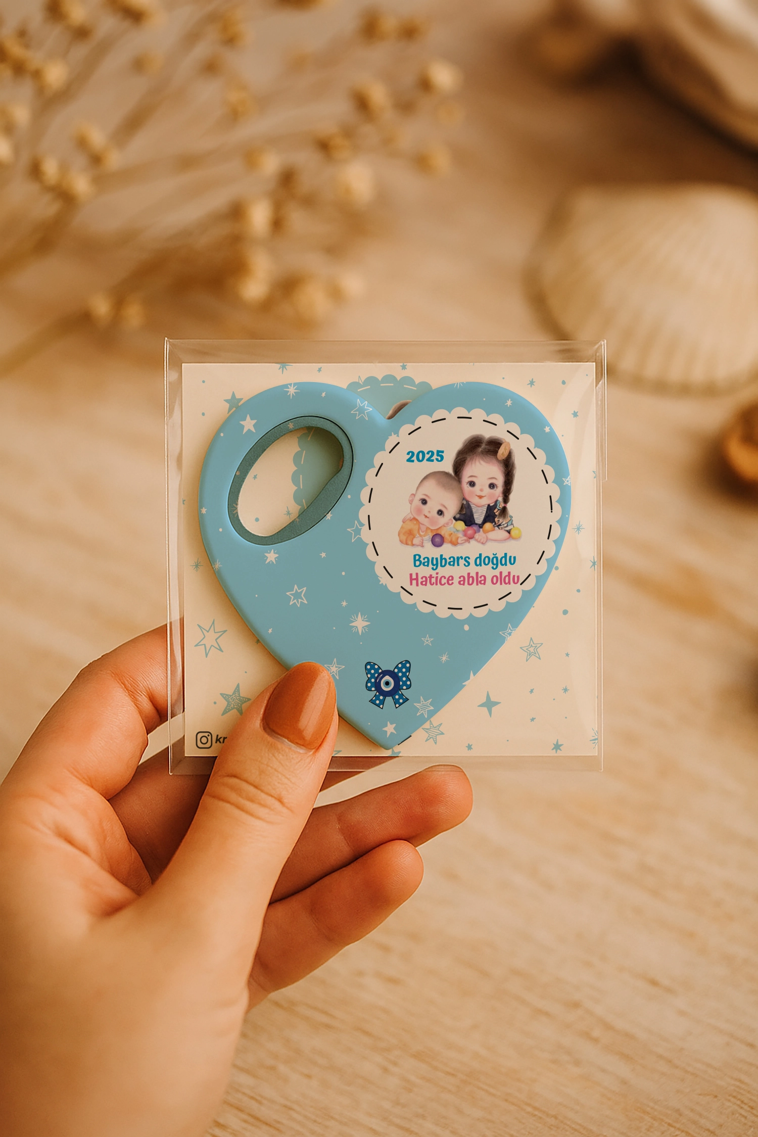 Abla Erkek Kardeş Temalı Kartlı Kalp Açacak Magnet