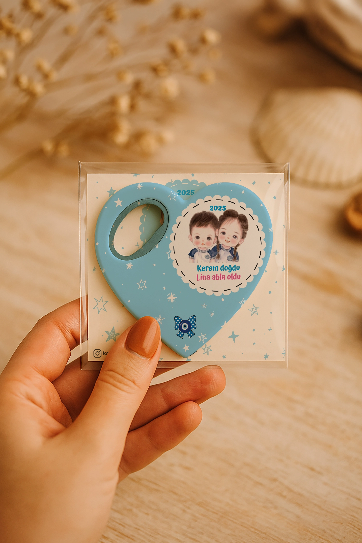 Abla Erkek Kardeş Temalı Kartlı Kalp Açacak Magnet