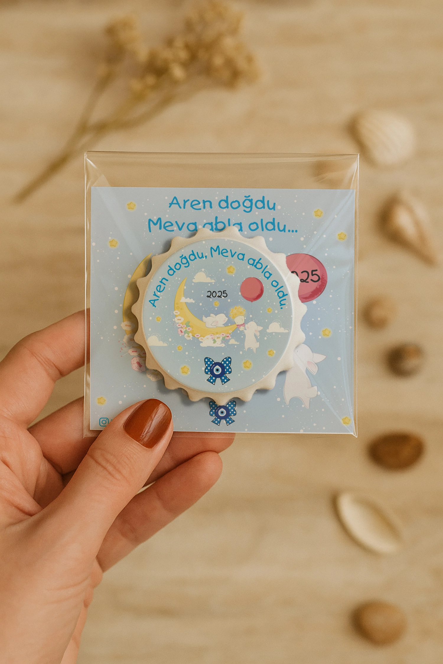 Abla Erkek Kardeş Temalı Kartlı Kapak Açacak Magnet
