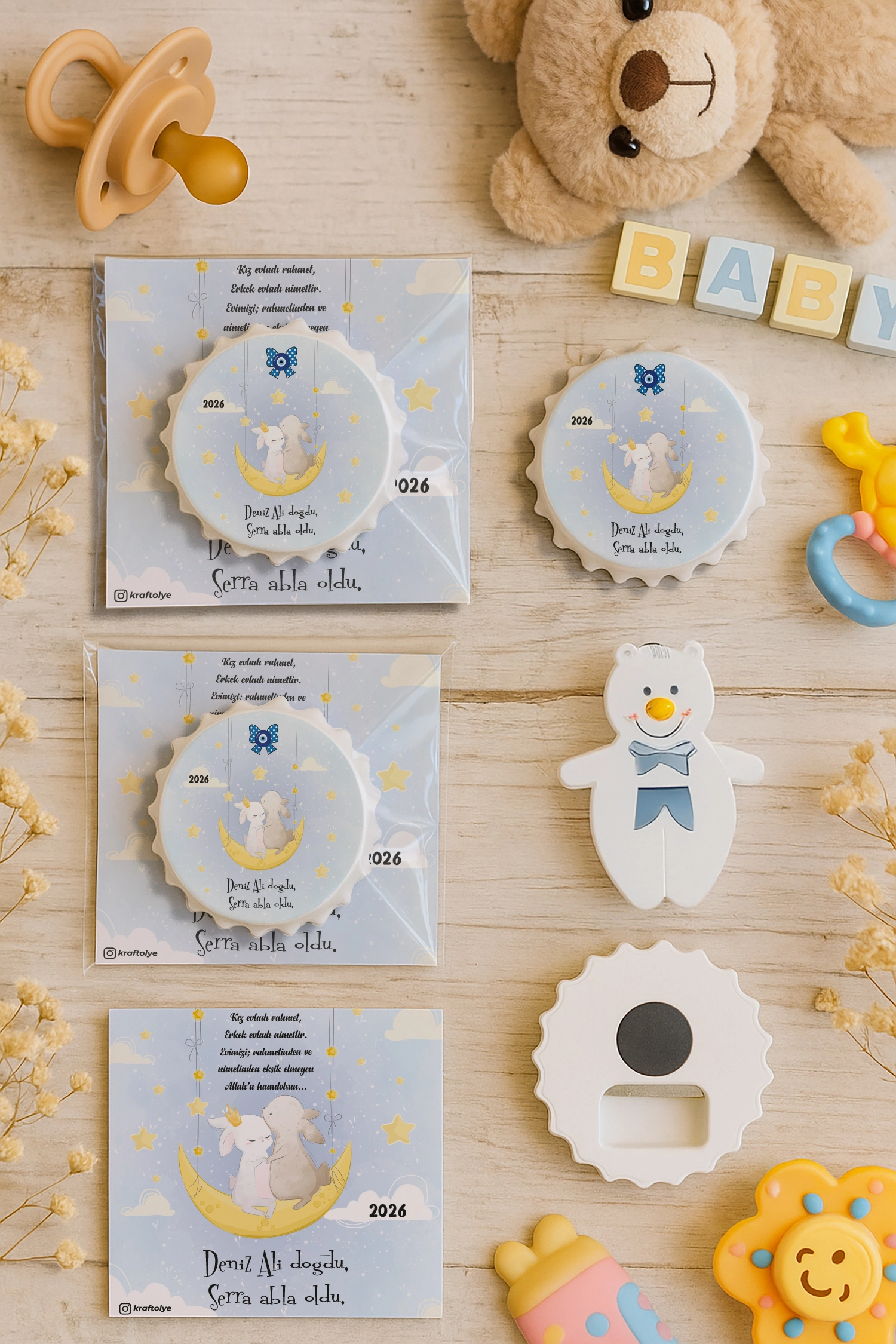 Abla Erkek Kardeş Temalı Kartlı Kapak Açacak Magnet