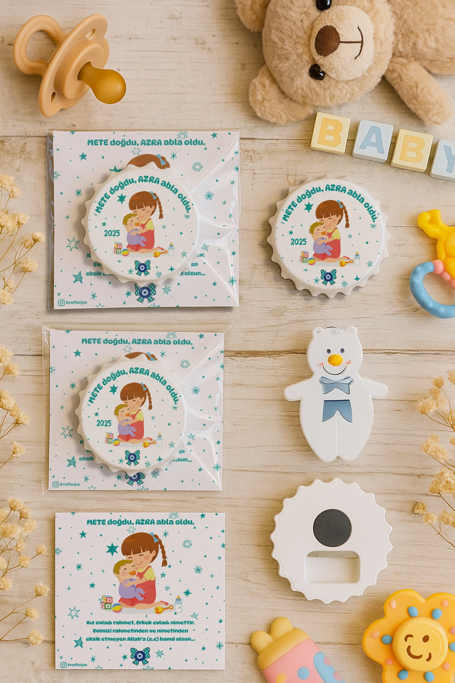 Abla Erkek Kardeş Temalı Kartlı Kapak Açacak Magnet