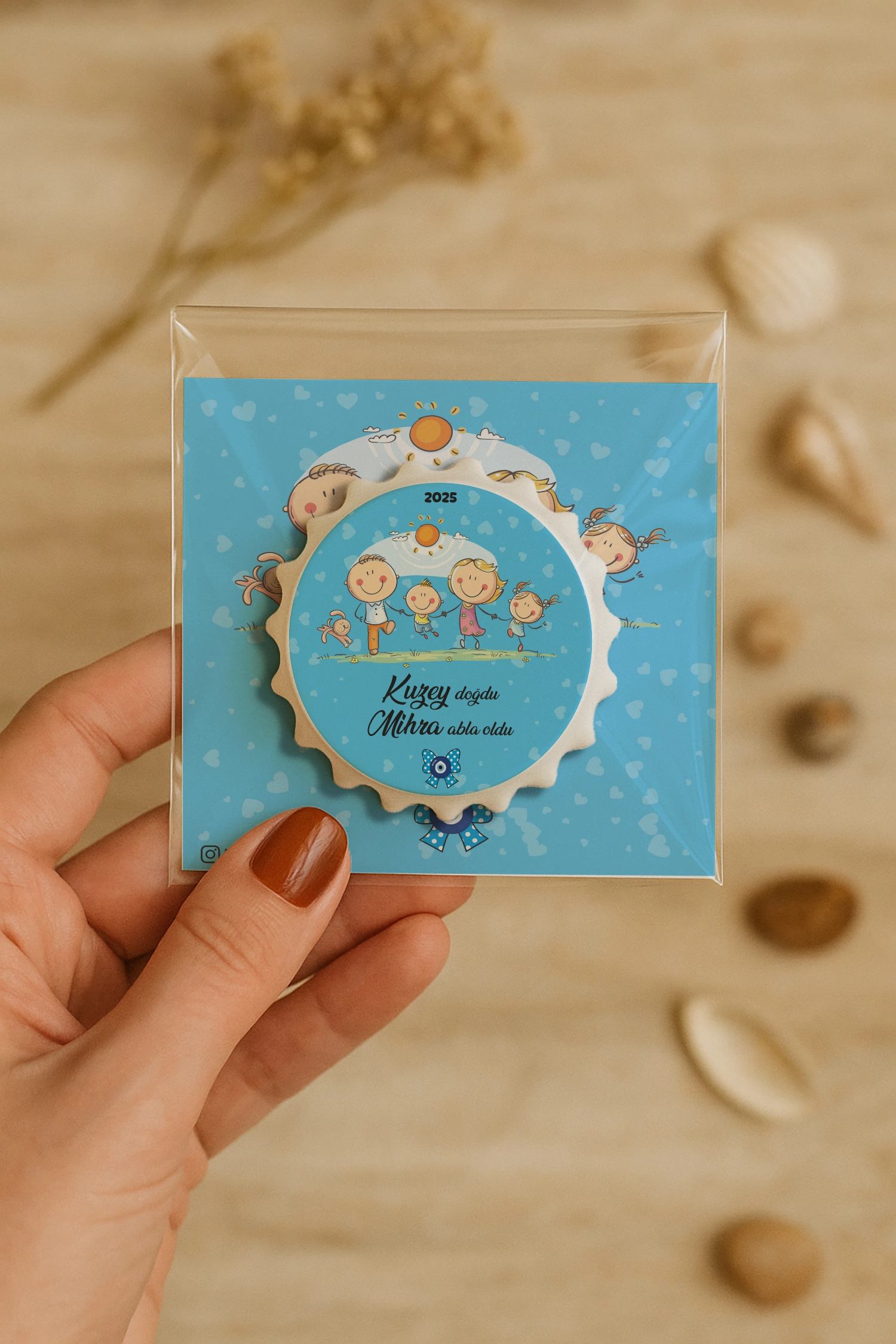 Abla Erkek Kardeş Temalı Kartlı Kapak Açacak Magnet