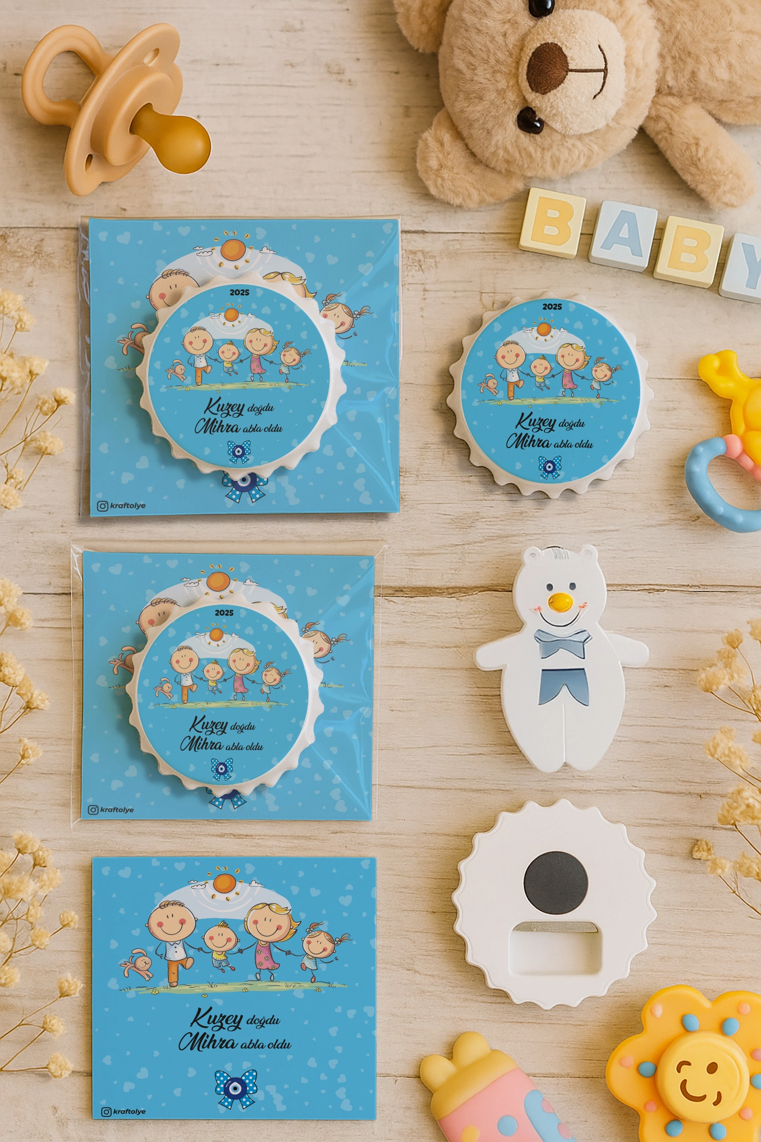 Abla Erkek Kardeş Temalı Kartlı Kapak Açacak Magnet