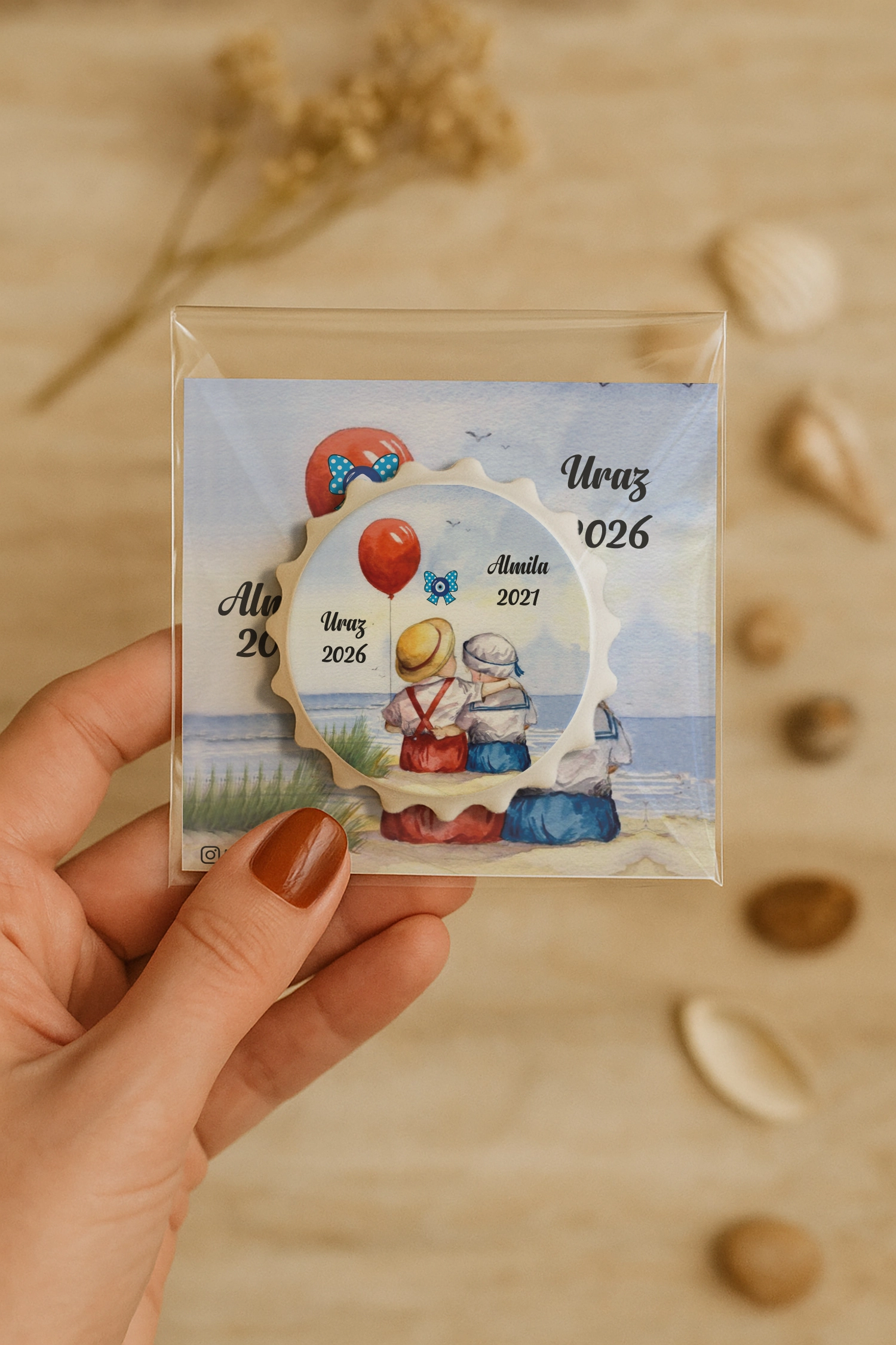 Abla Erkek Kardeş Temalı Kartlı Kapak Açacak Magnet