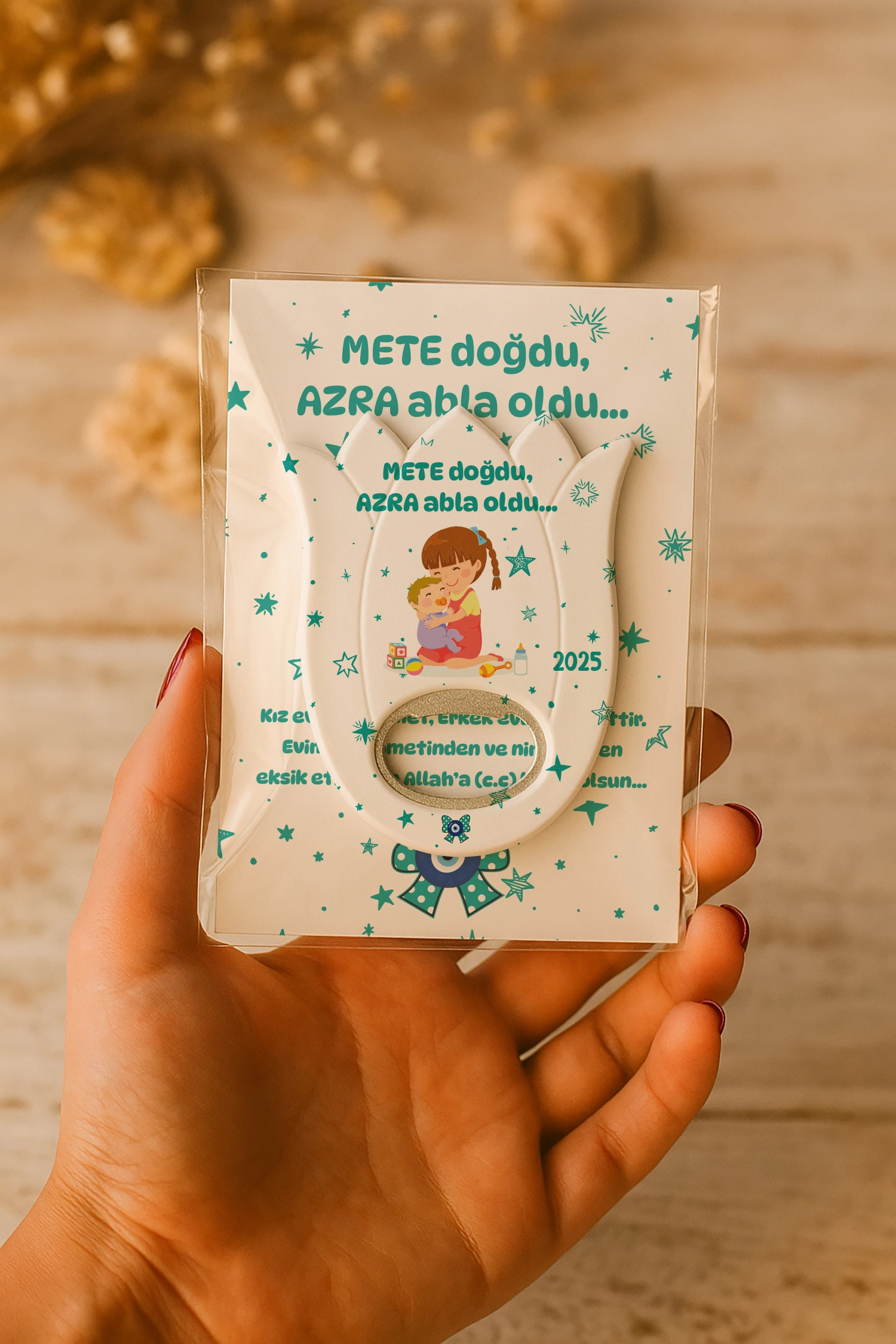 Abla Erkek Kardeş Temalı Kartlı Lale Açacak Magnet