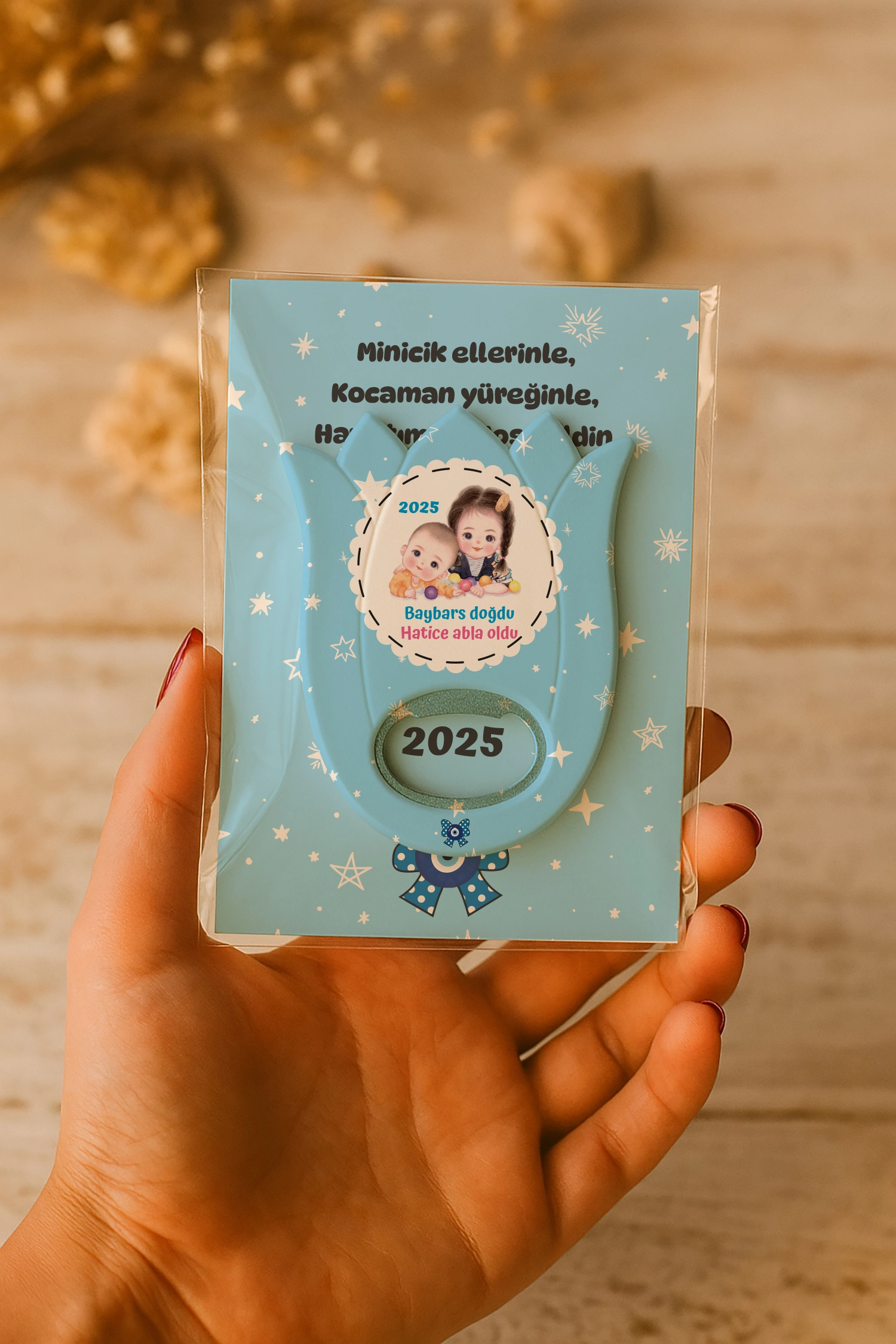 Abla Erkek Kardeş Temalı Kartlı Lale Açacak Magnet